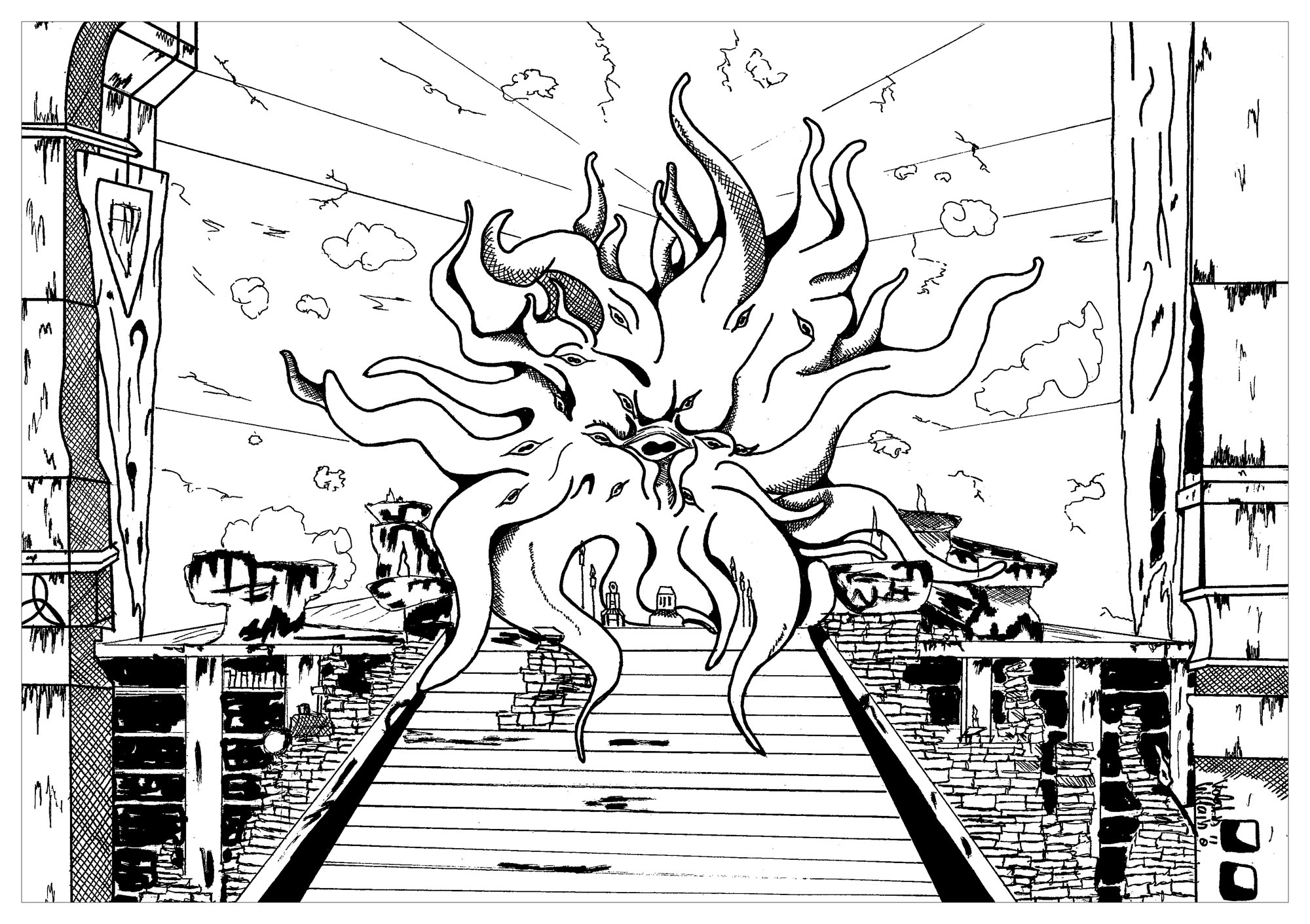 Coloring Page Inspired By Video Game Skyrim Art Coloring Pages For Adults