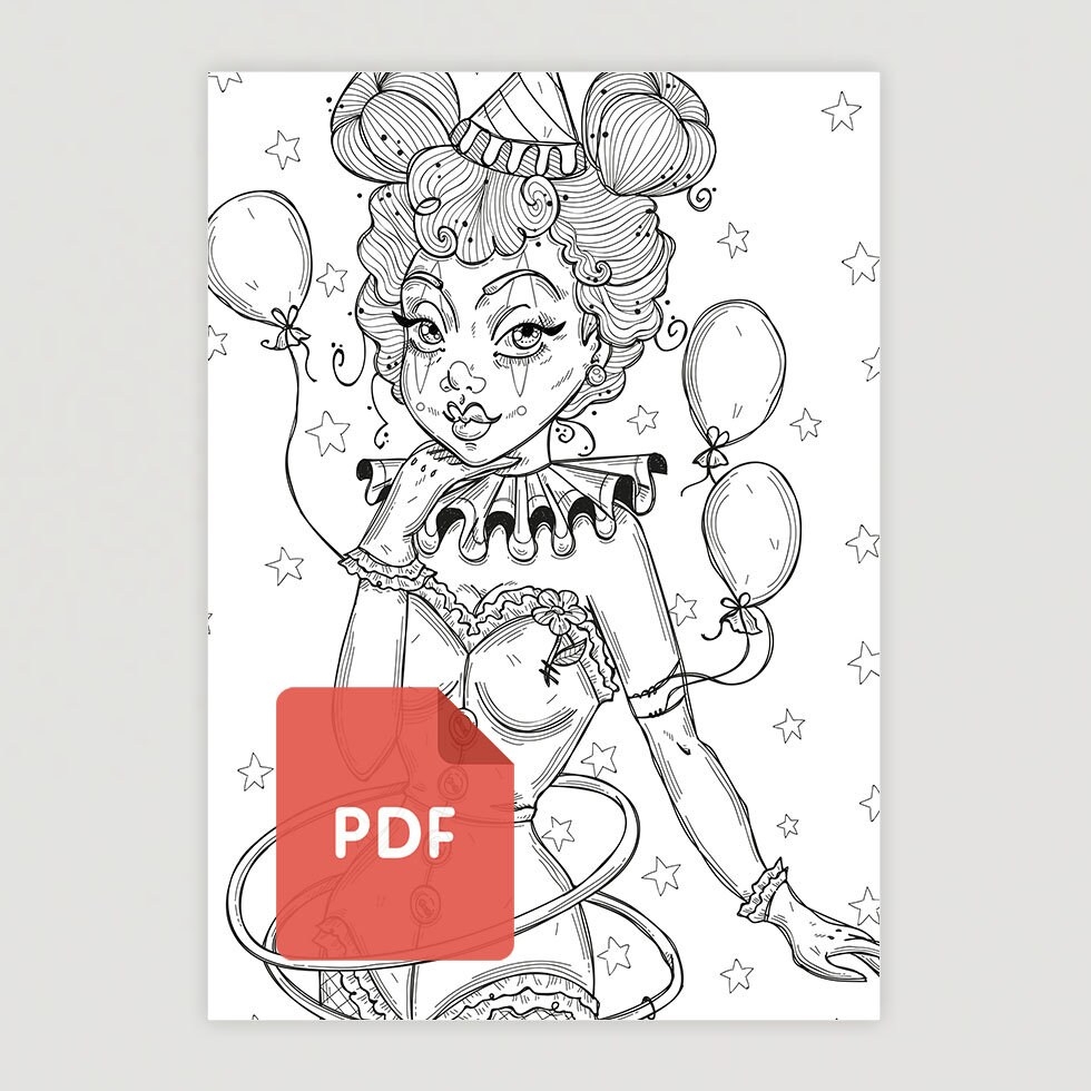 Coloring Page PDF pinups Selection 5 Etsy
