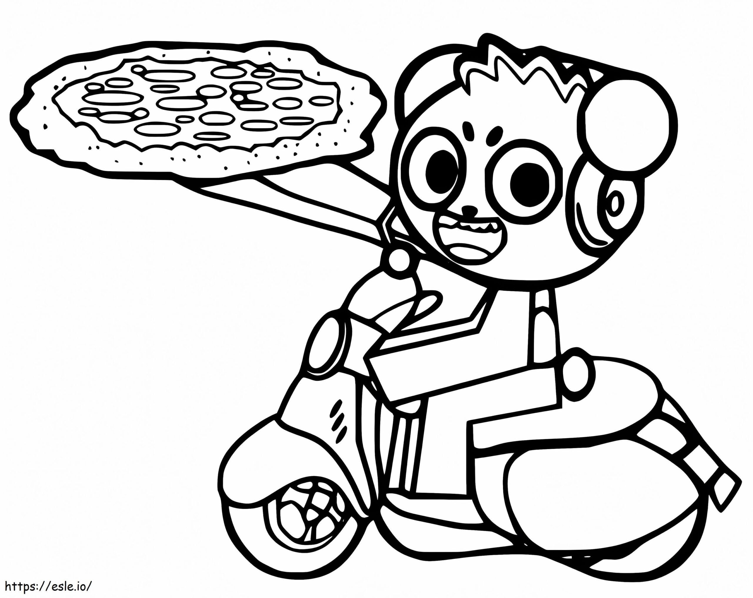 Combo Panda And Pizza Coloring Page