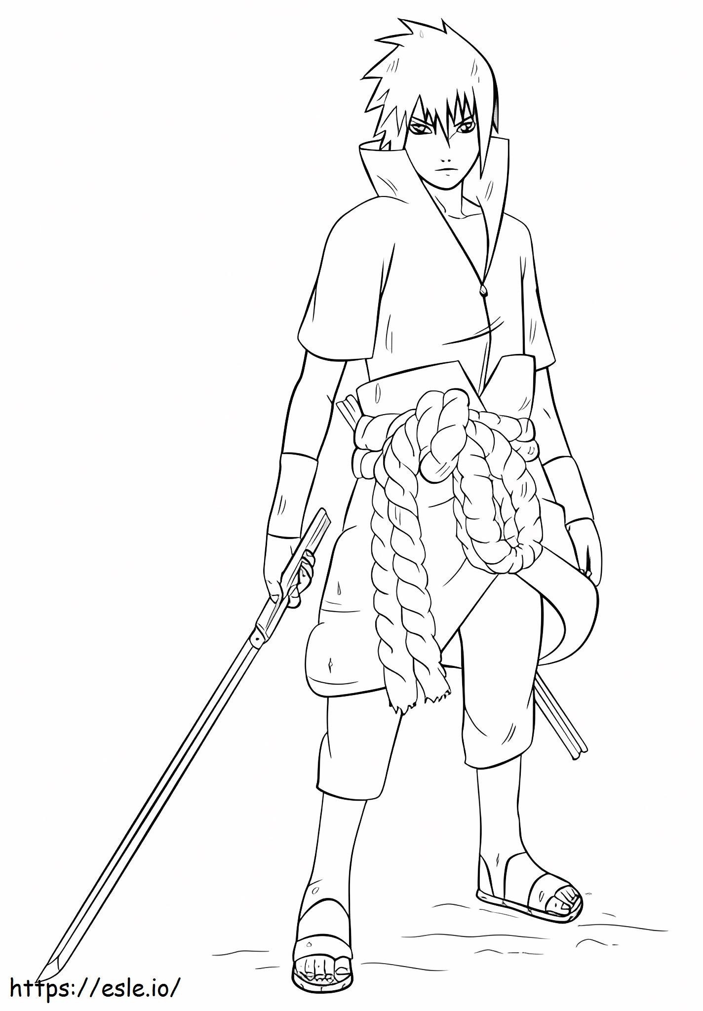 Sasuke Caminando Para Colorear Printable