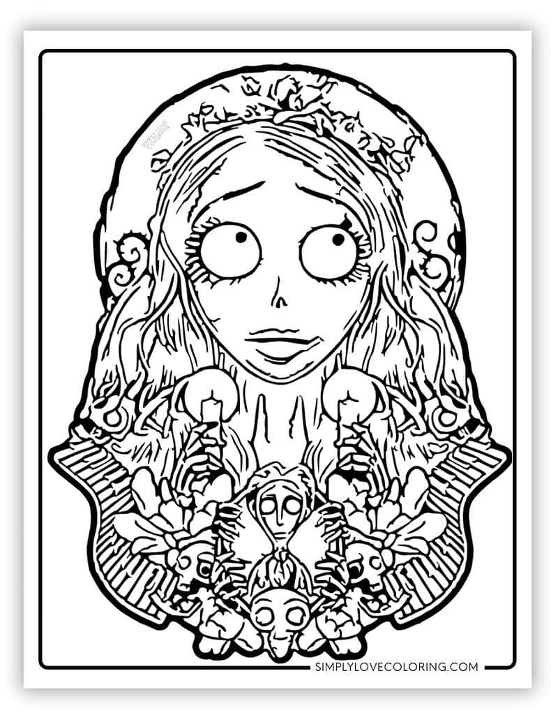 Corpse Bride Coloring Pages Free PDF Printables Simply Love Coloring