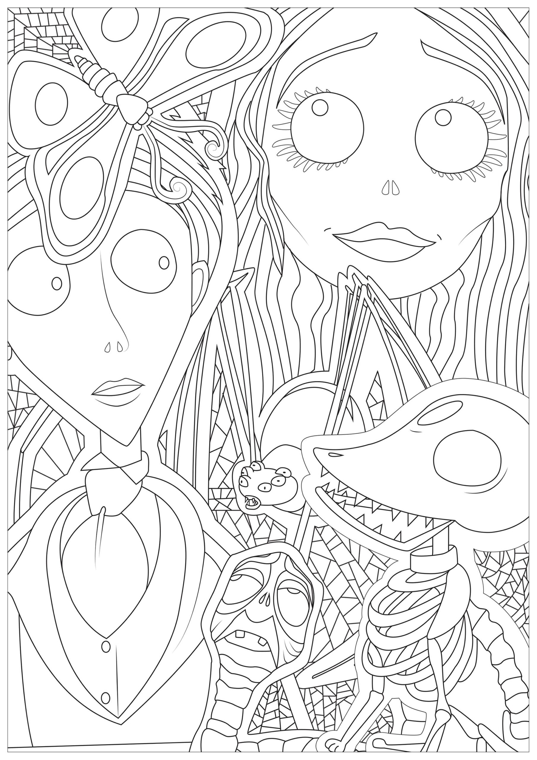 Corpse Bride Halloween Coloring Pages For Adults