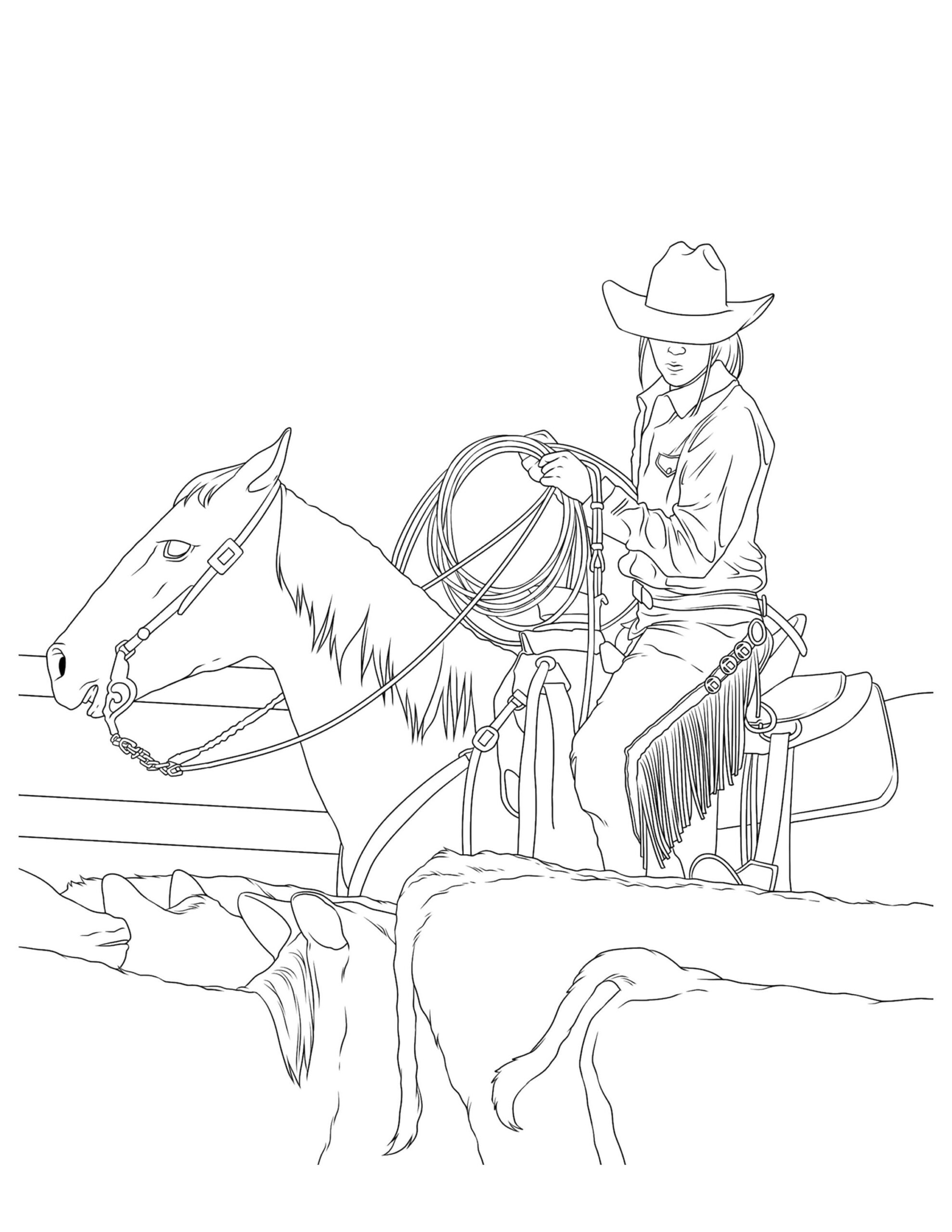 Cowgirls Horses Coloring For Adults 9 Printable Coloring Pages Instant Download PDF Etsy