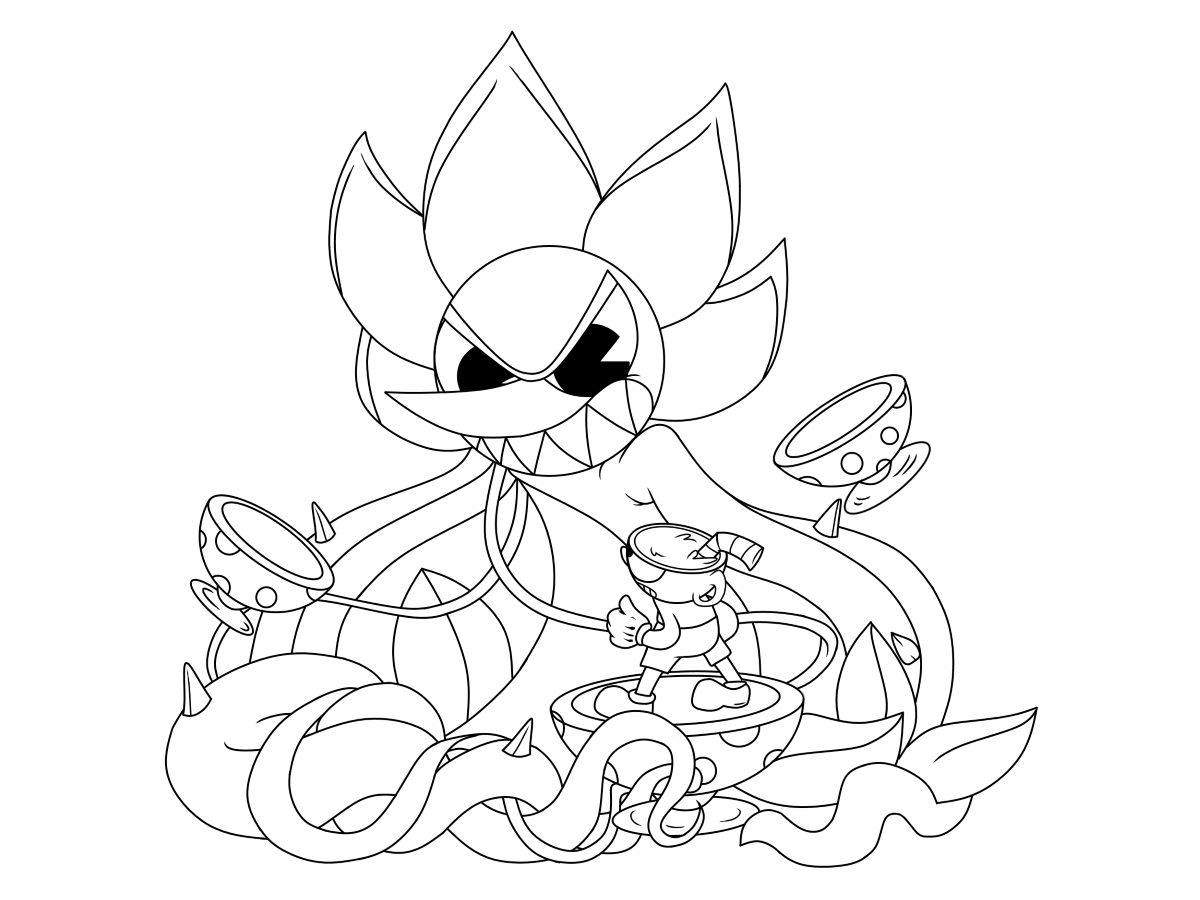 Cuphead Characters Coloring Pages Printable