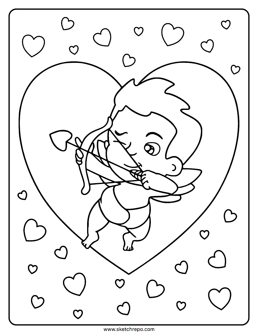 Cupid Coloring Page Sketch Repo