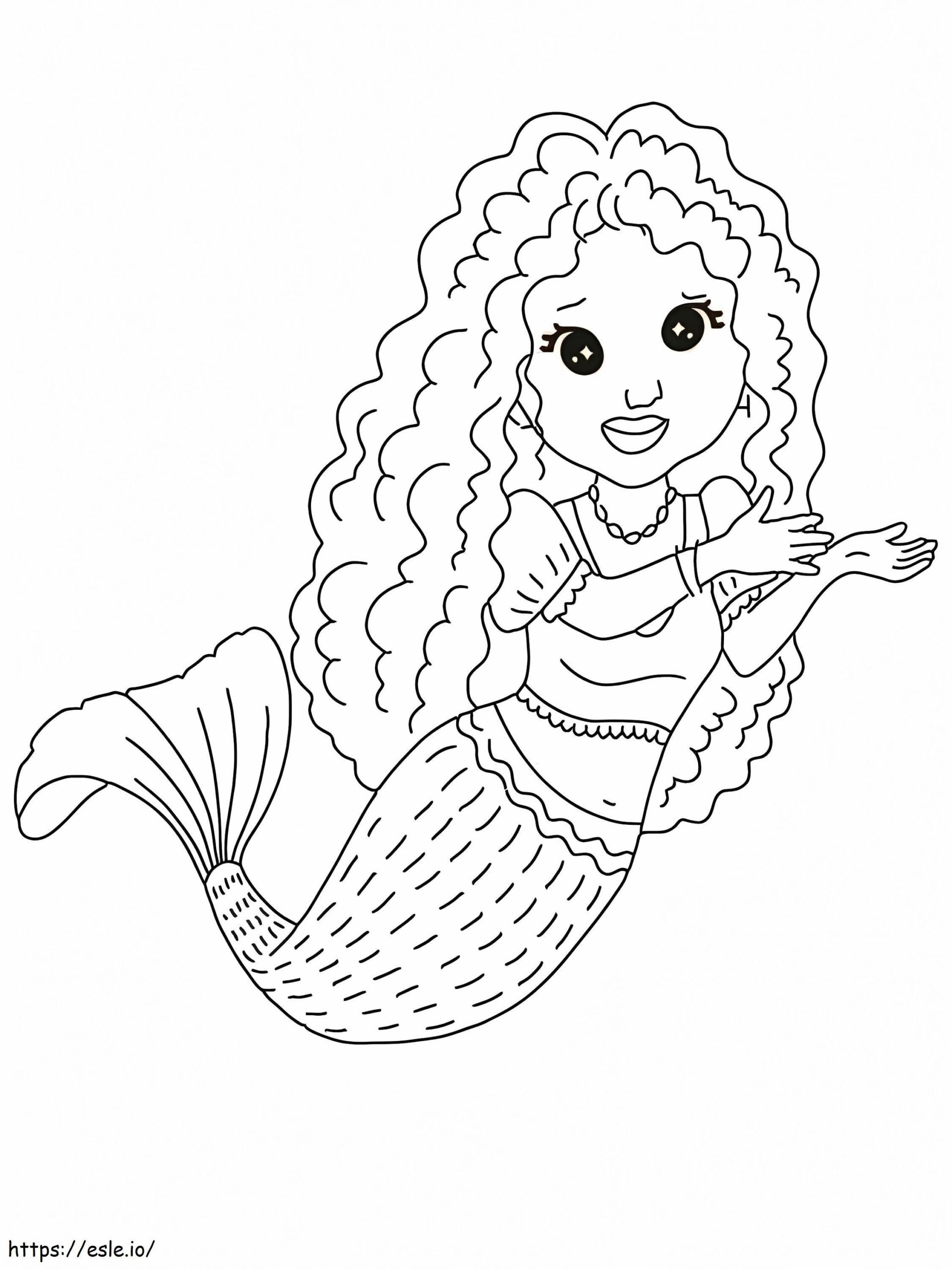 Curly Hair Mermaid Coloring Page