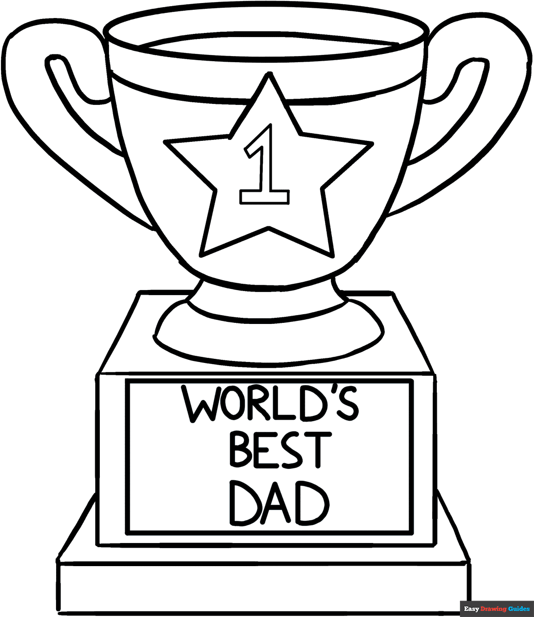 Dad s Trophy Coloring Page Easy Drawing Guides