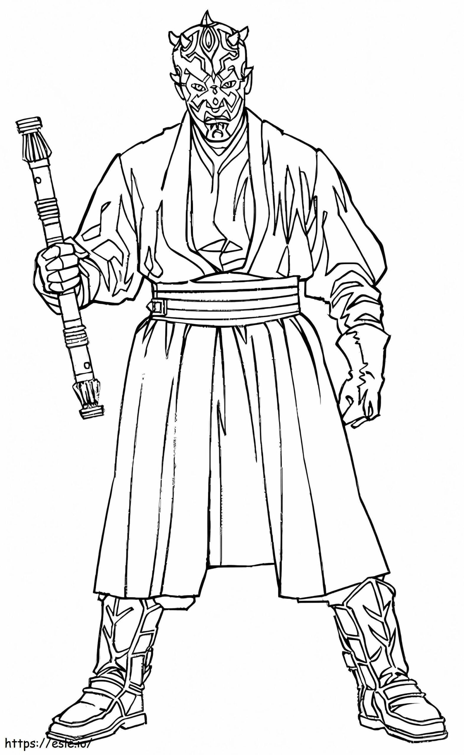 Darth Maul With Lightsaber Coloring Page