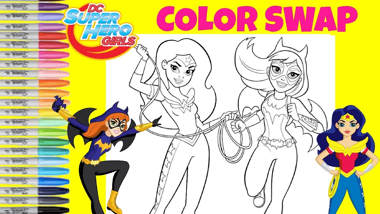 DC Super Hero Girls Coloring Book Page Color Swap Batgirl And Wonder Woman YouTube