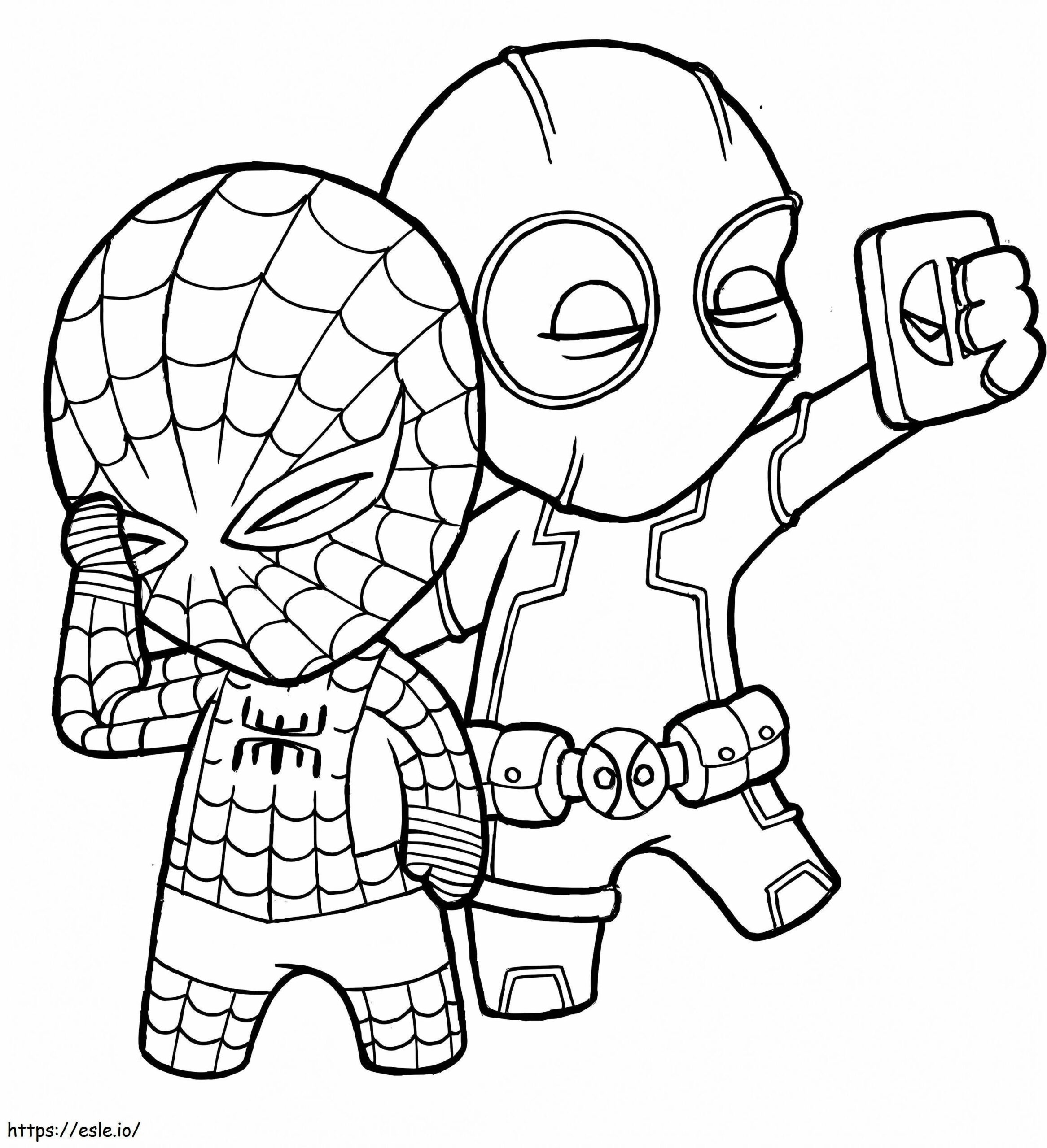 Deadpool Et Spiderman Coloring Page