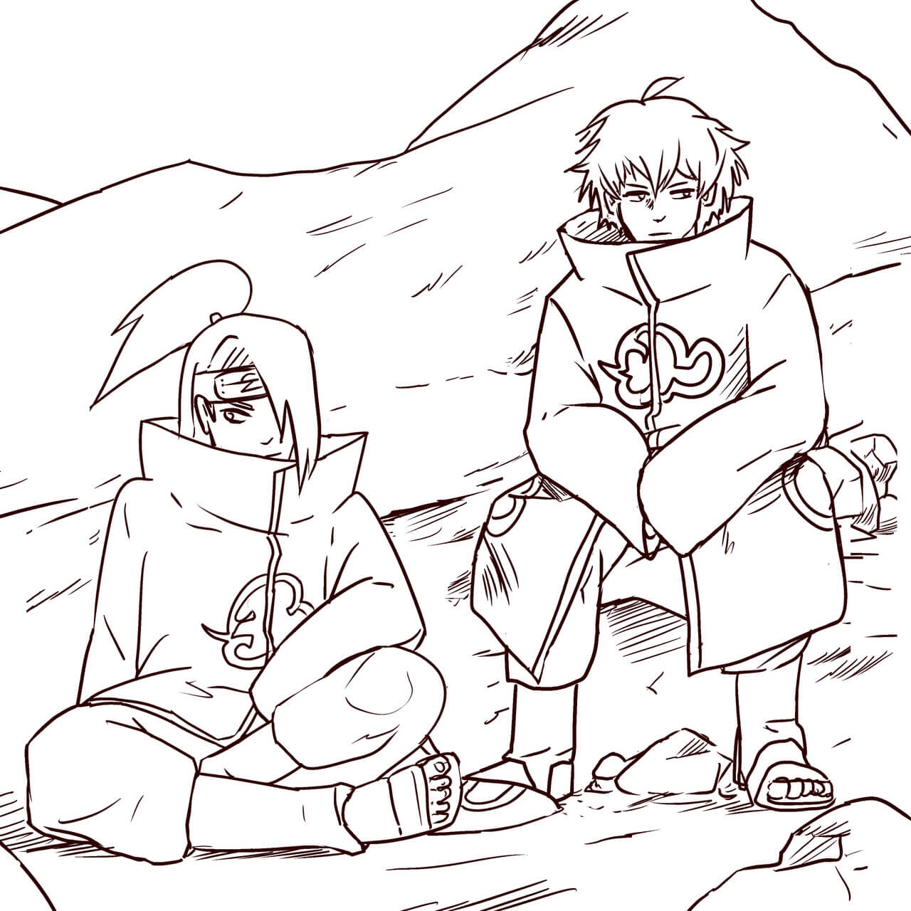 Itachi And Deidara Coloring Pages Printable
