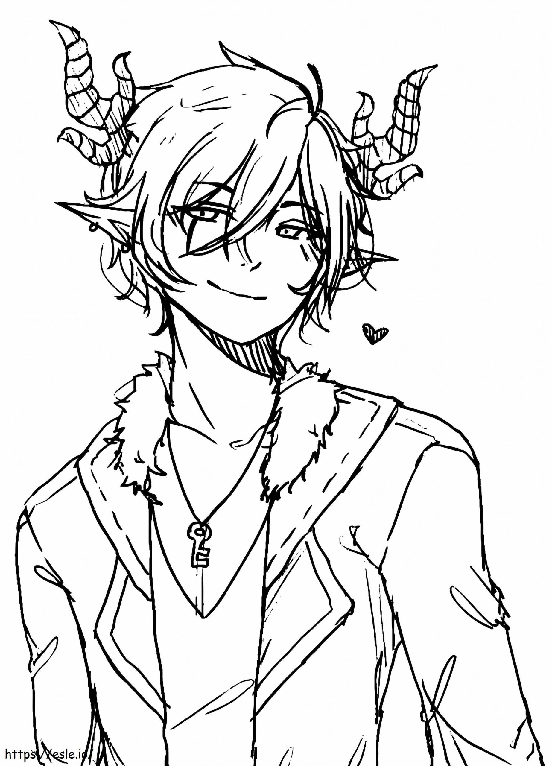 Demon Anime Boy Coloring Page