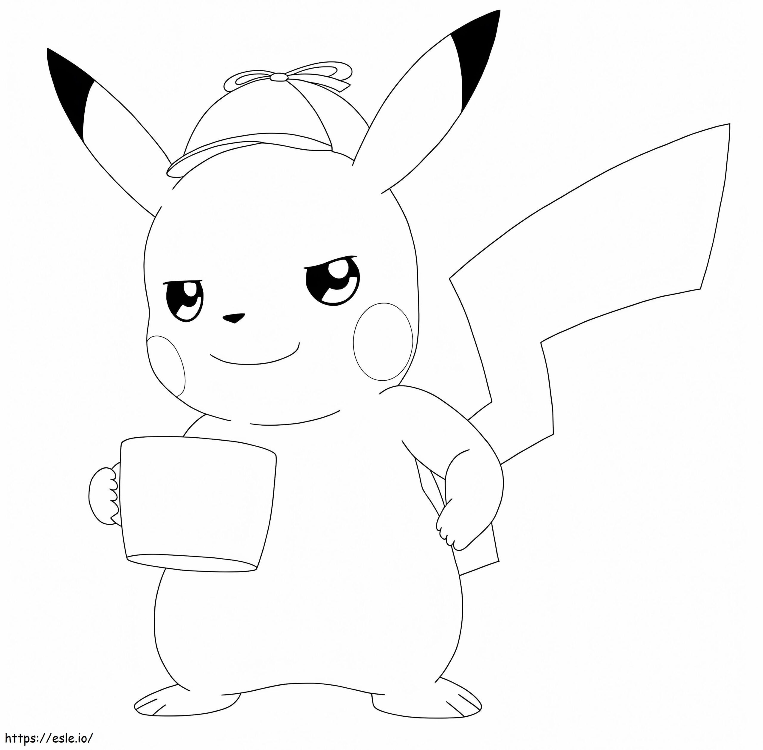 Lindo Detective Pikachu Coloring Page Printable