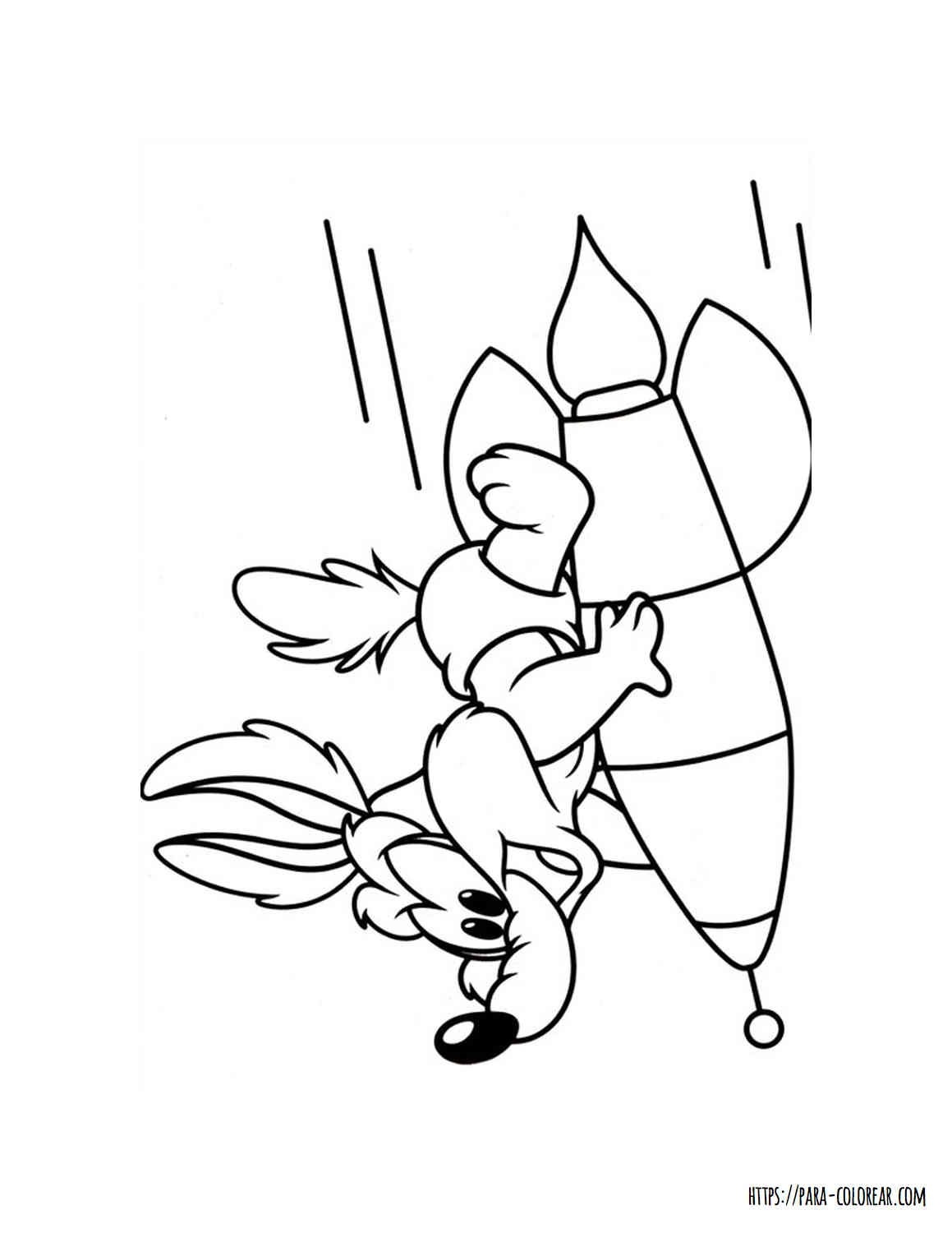 Wile E Coyote Con Cohete Para Colorear