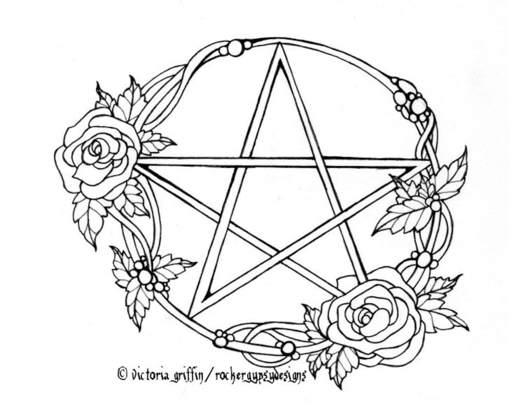 Digital Download Pentacle Coloring Page Wiccan Coloring Page Printable Coloring Page Pagan Art Wiccan Art Wicca Art Colouring Page Etsy