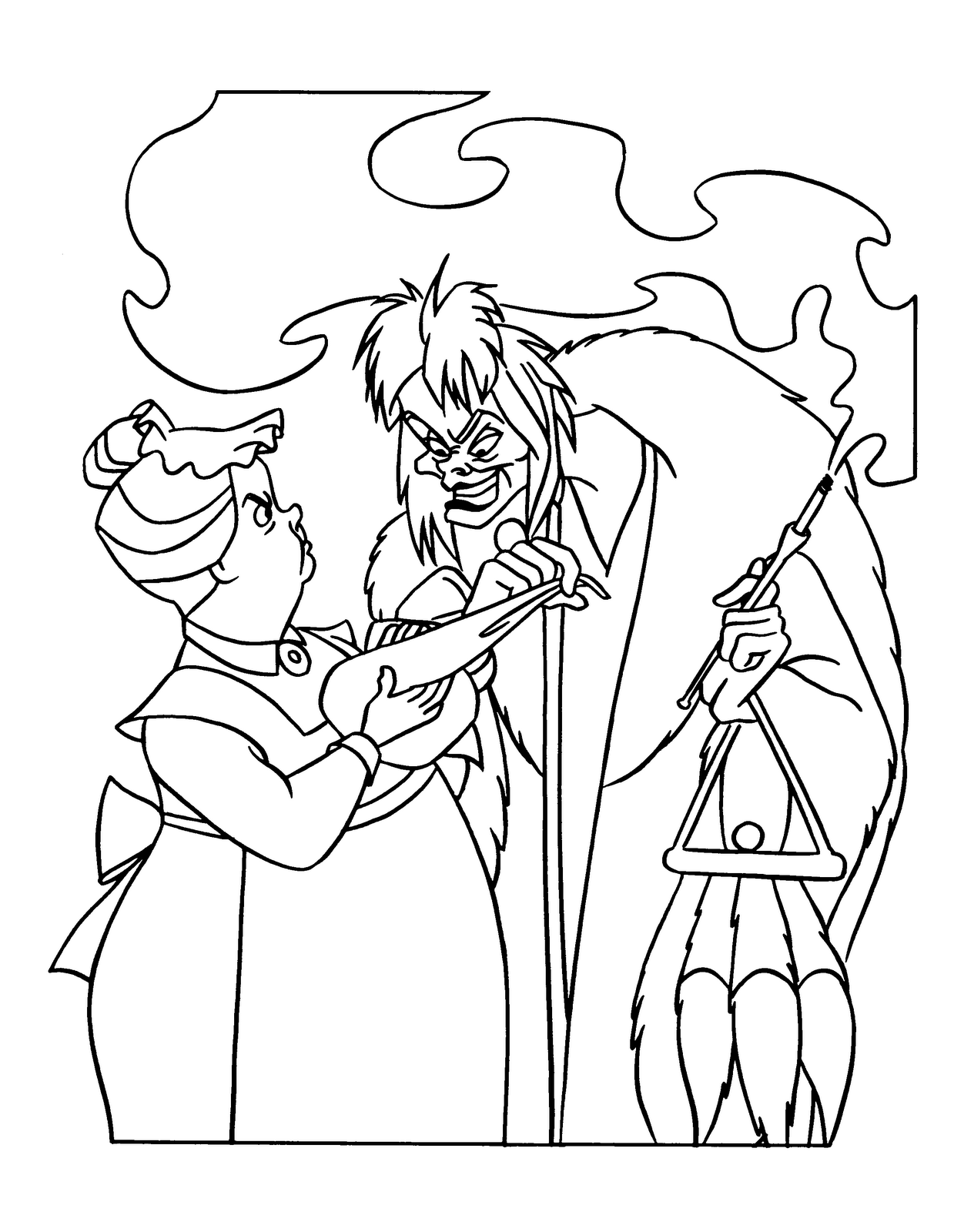 DISNEY COLORING PAGES CRUELLA DE VIL 101 DALMATIANS COLORING PAGE