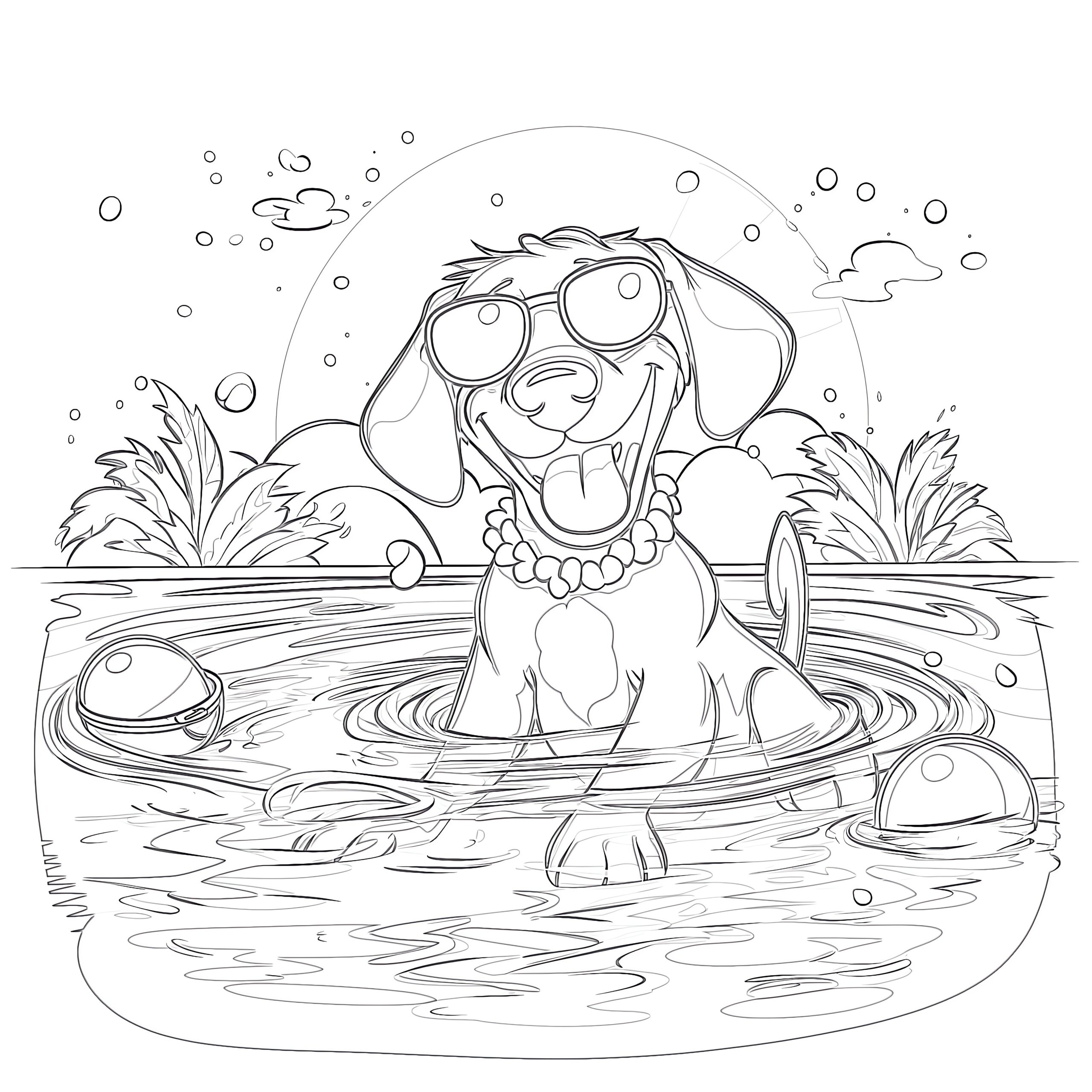 Dog Pool Party Coloring Page Coloring Pages Mimi Panda