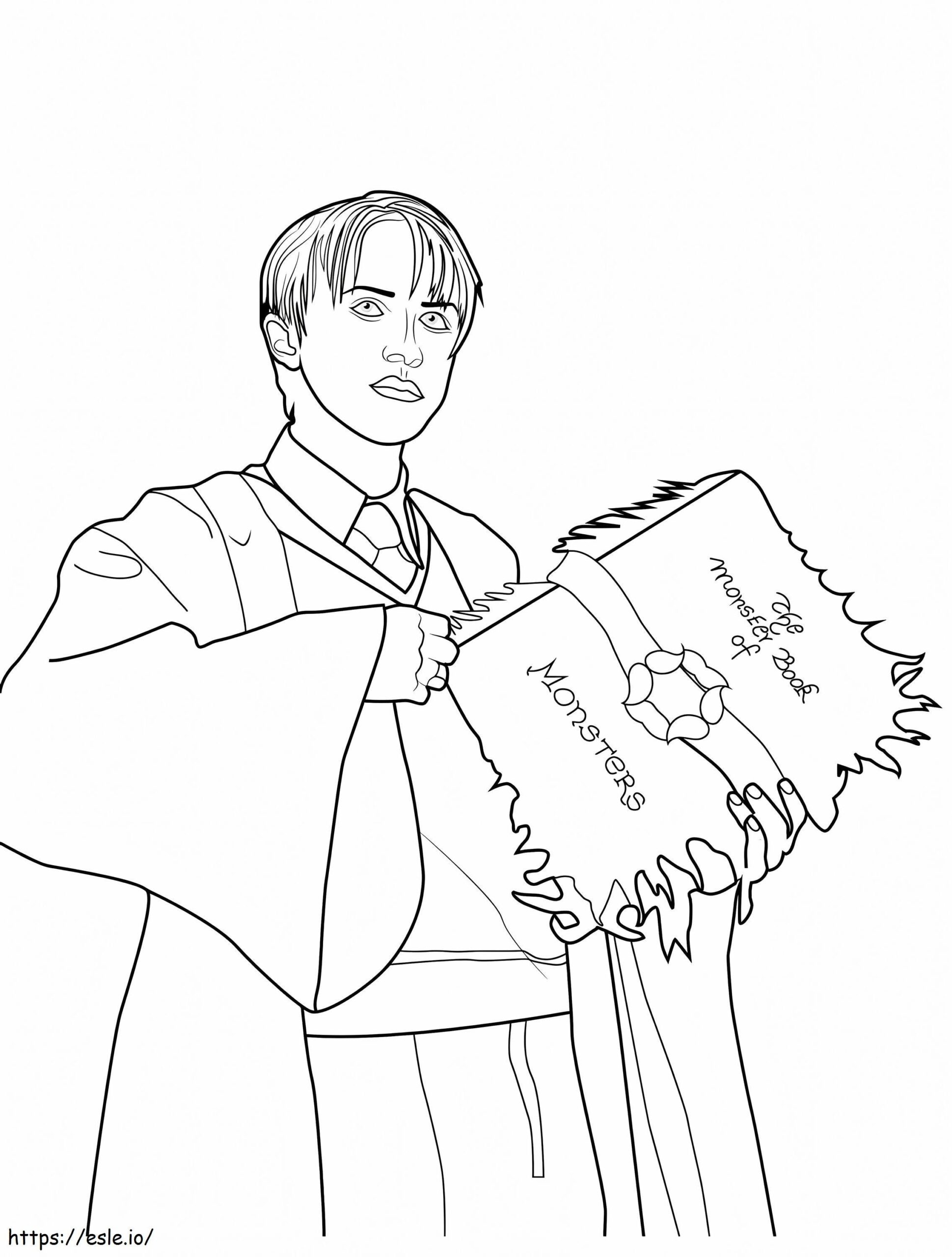 Draco Malfoy Holding A Book Coloring Page