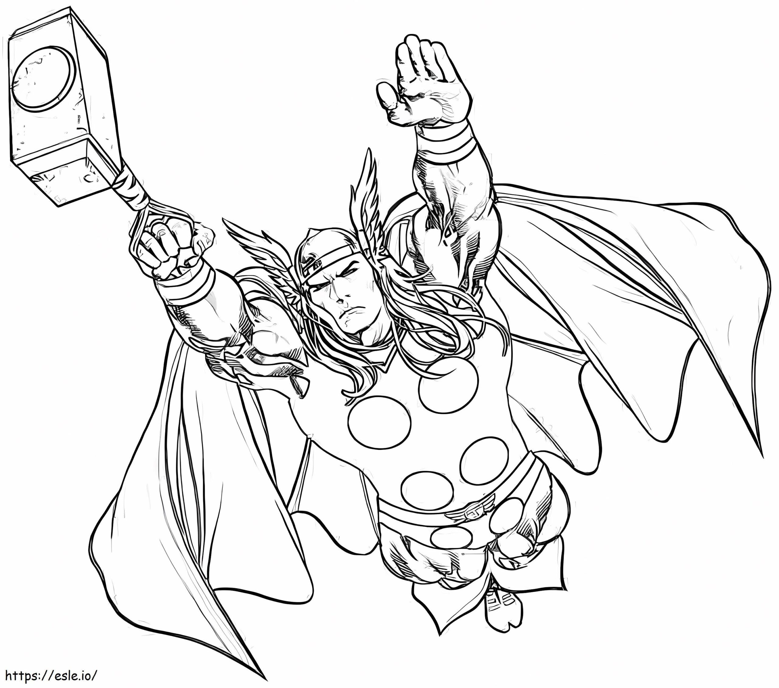 Drawing Of Thor Flying Coloring Page