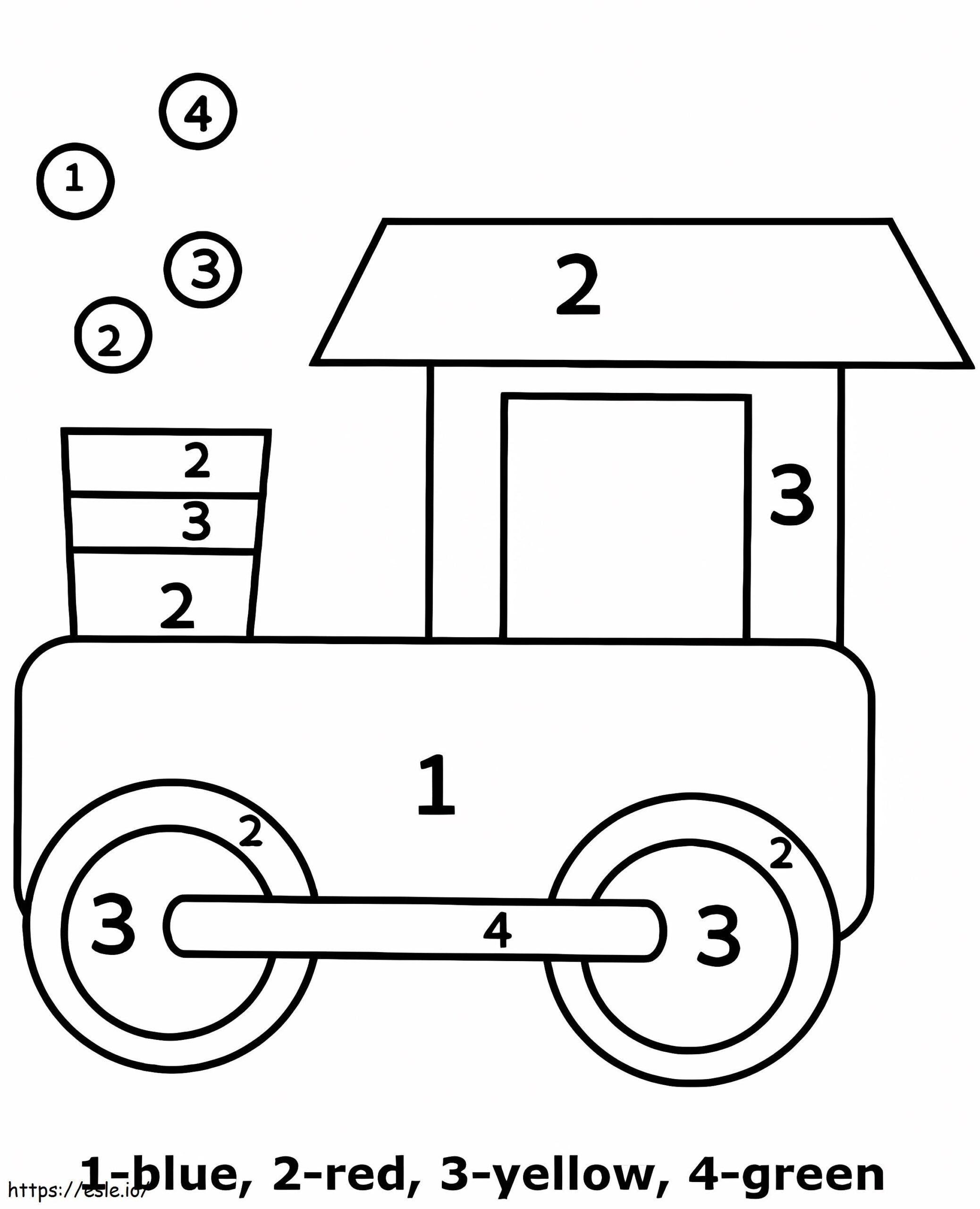 Easy Train Color By Number Coloring Page