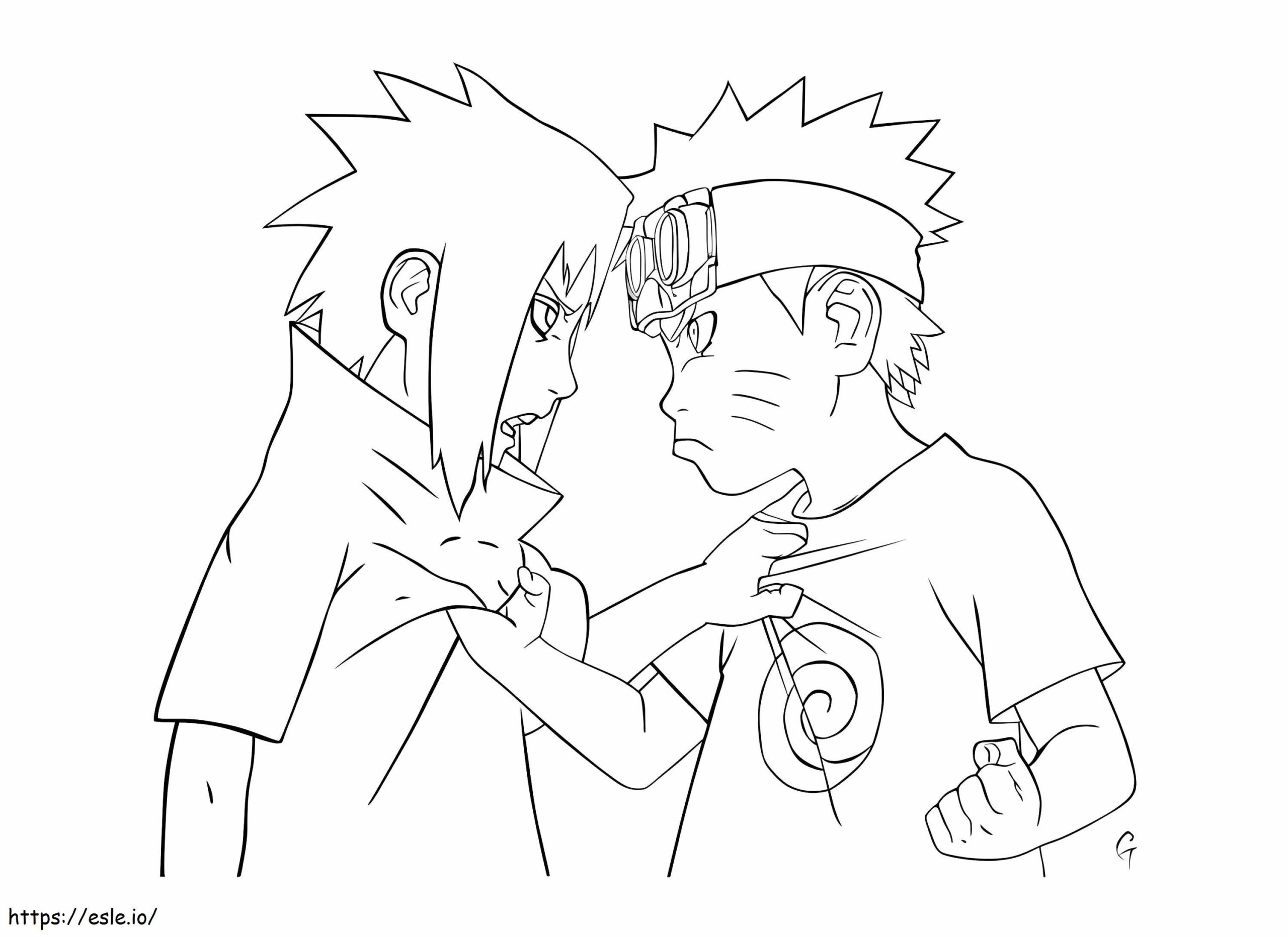 El Peque o Sasuke Y Naruto Enojados Para Colorear