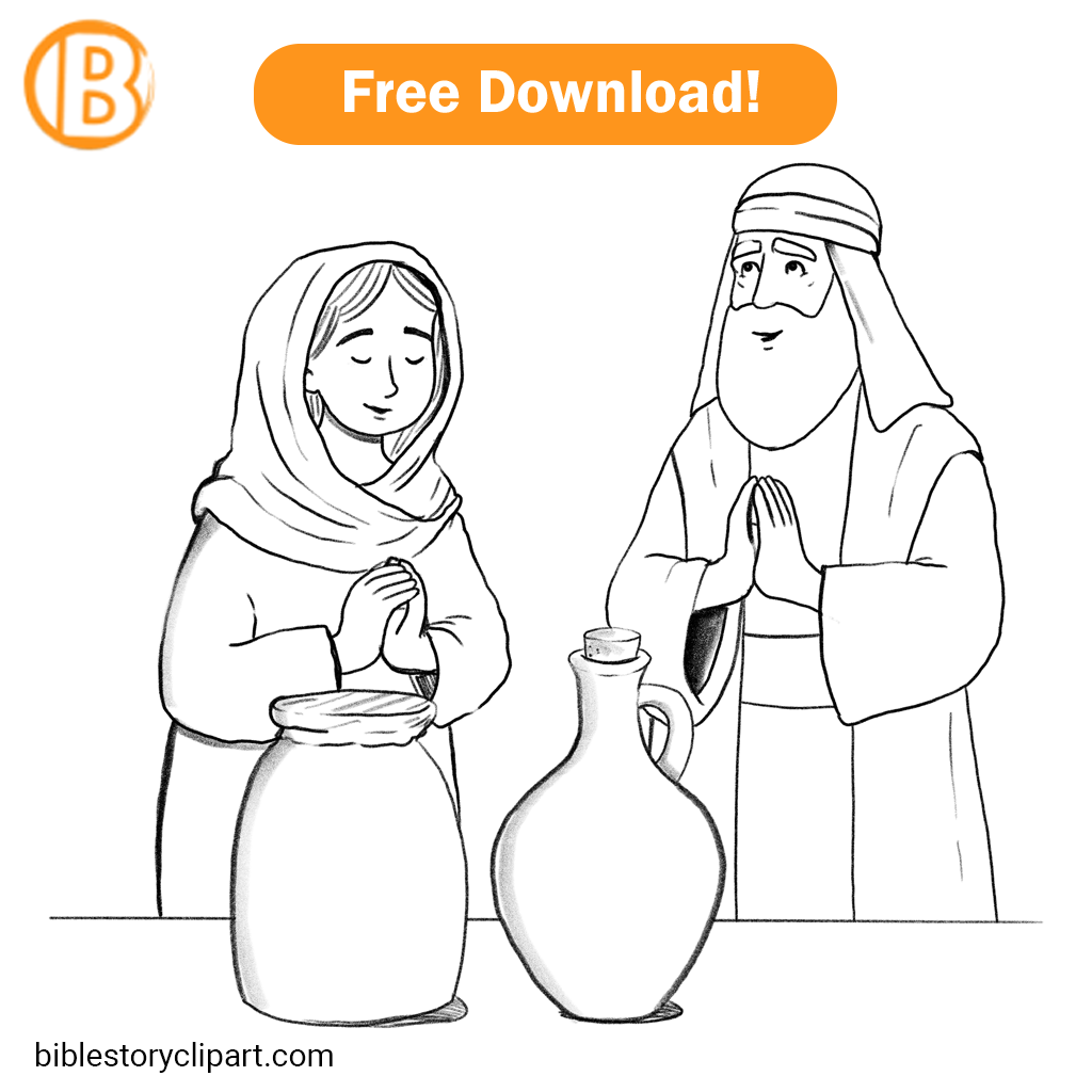 Elijah And The Widow Of Zarephath Coloring Page Bible Story Clipart