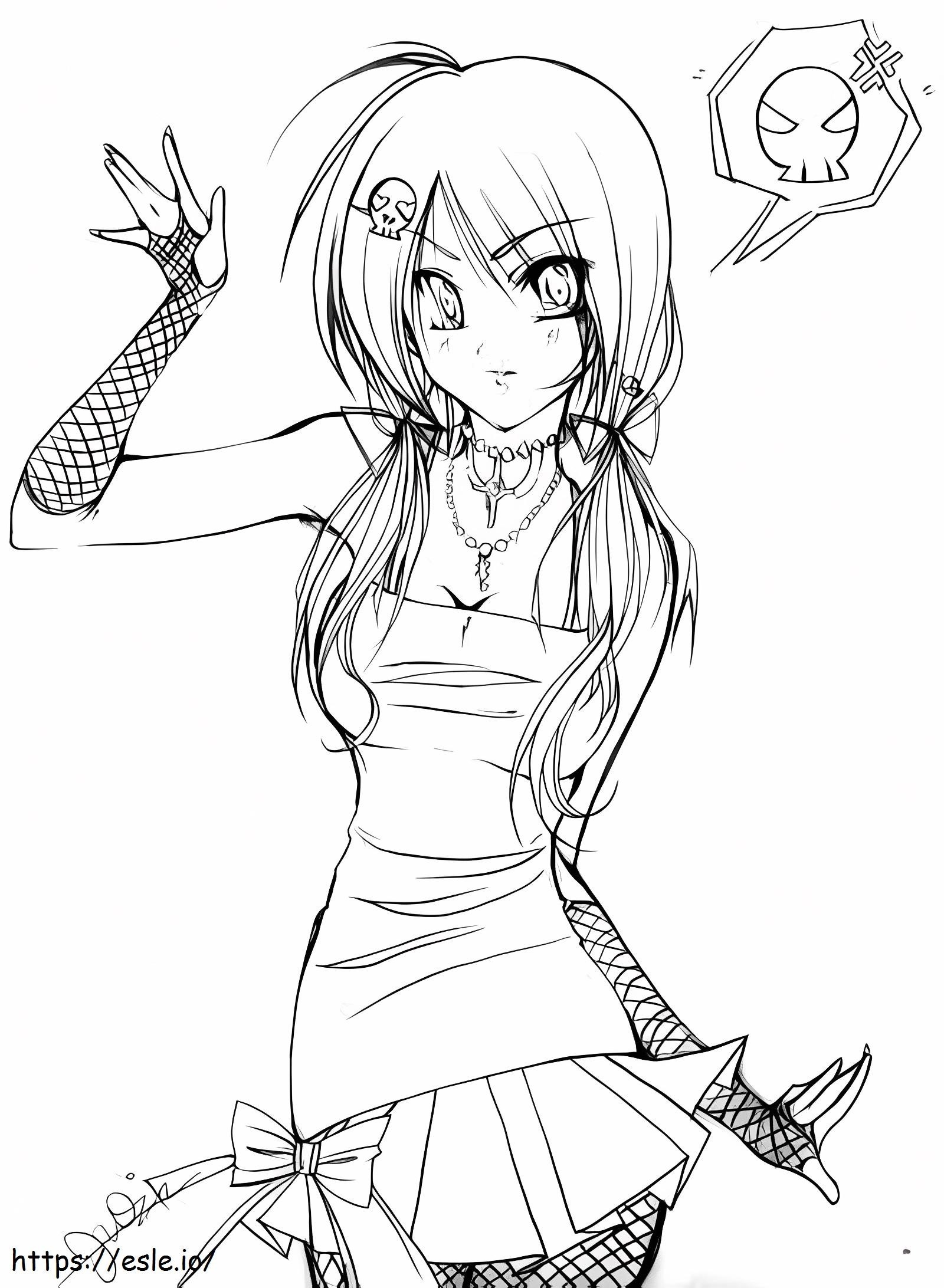 Emo Anime Girl Coloring Page