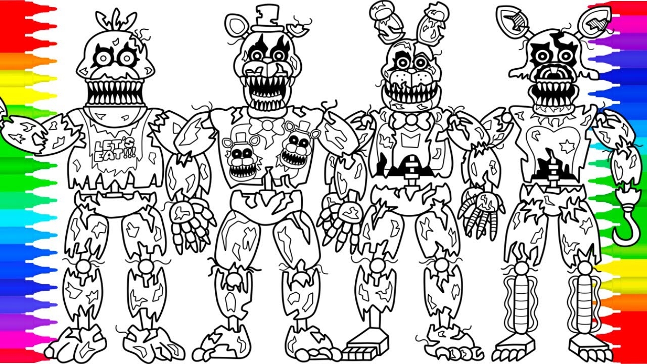 Five Nights At Freddy s New Coloring Pages How To Color FNAF Nightmare Animatronics NCS Music YouTube