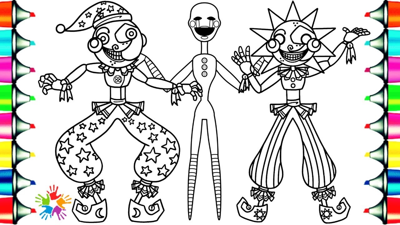 Five Nights At Freddy s New Coloring Pages How To Color Moondrop Sundrop And Puppet NCS Music YouTube