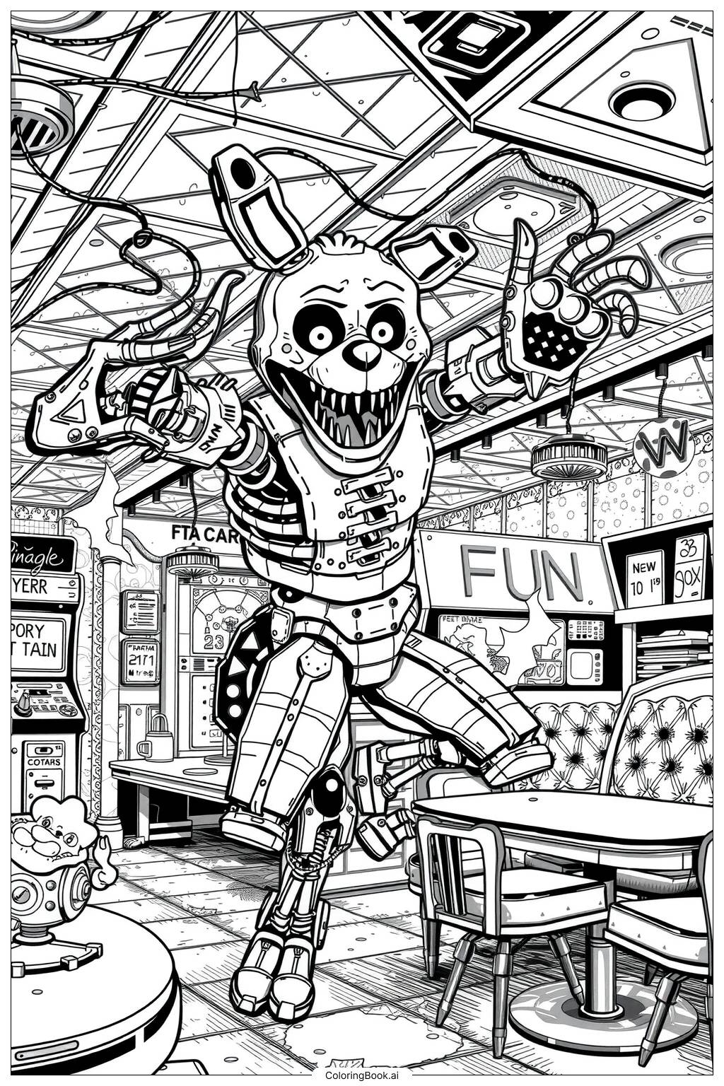 Five Nights At Freddy Showdown With Mangle Coloring Page Free PDF PNG Printable 