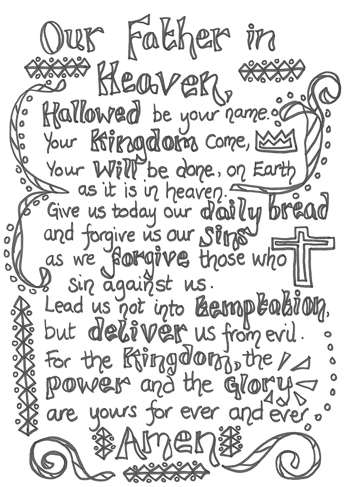 Printable Lords Prayer Coloring Page Printable