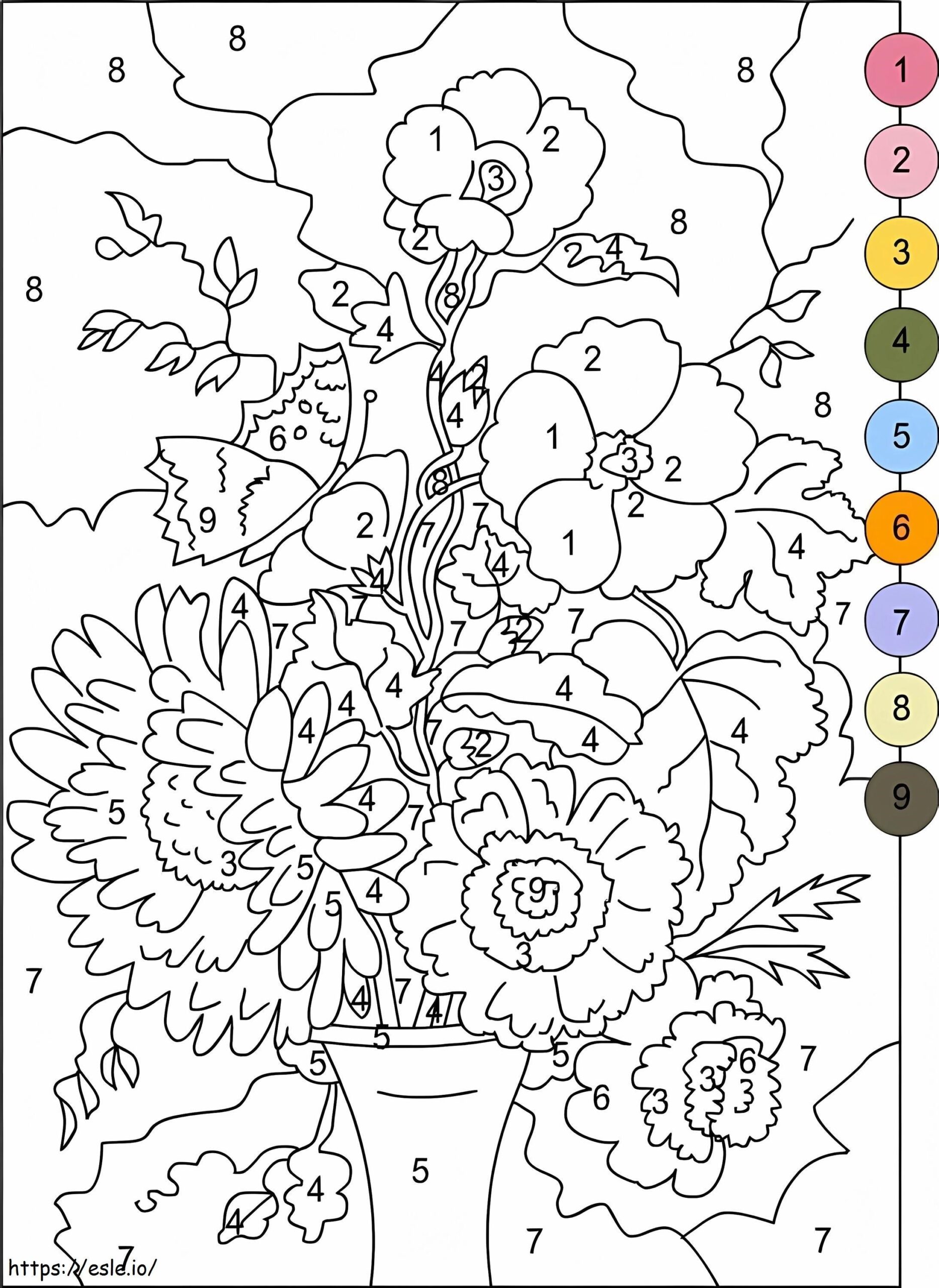 Flowers Advanced Color By Numbers Coloring Page