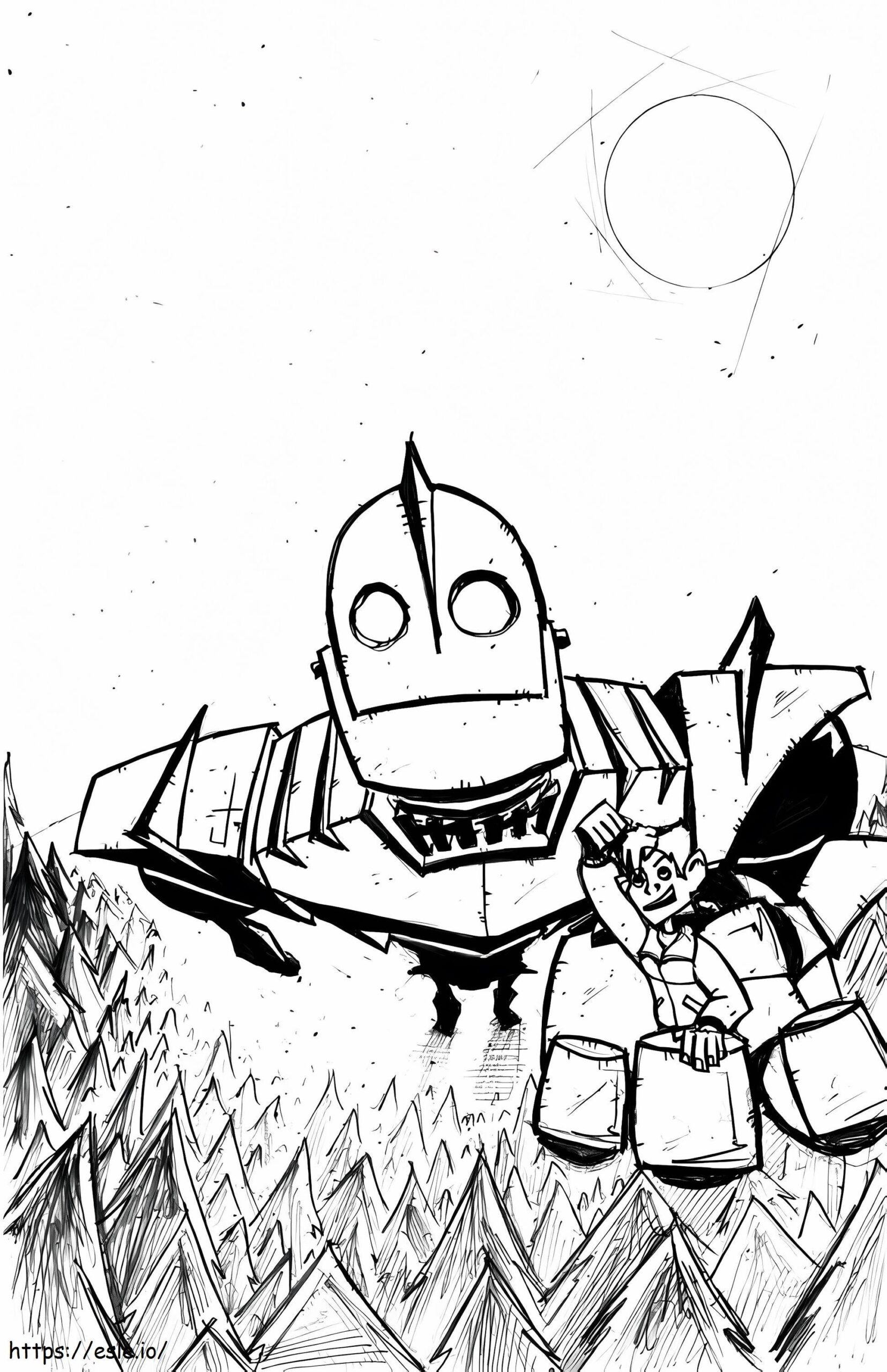 Flying Iron Giant Coloring Page