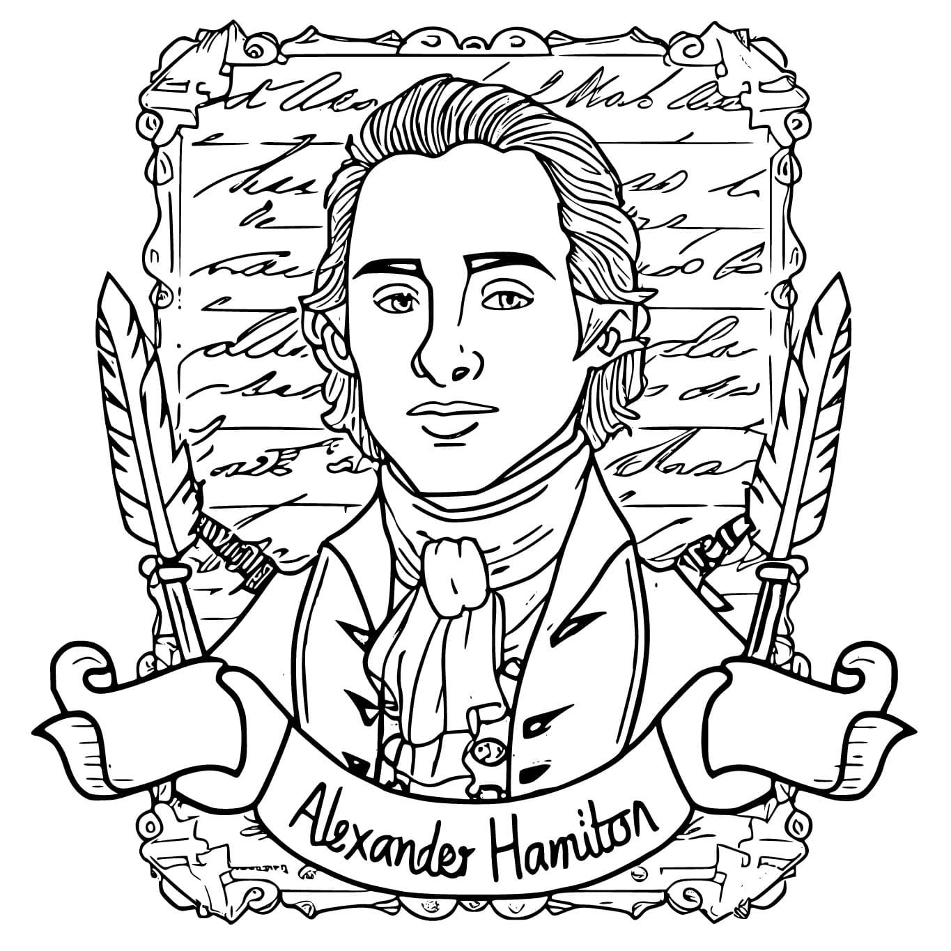Free Drawing Of Alexander Hamilton Coloring Page Download Print Or Color Online For Free