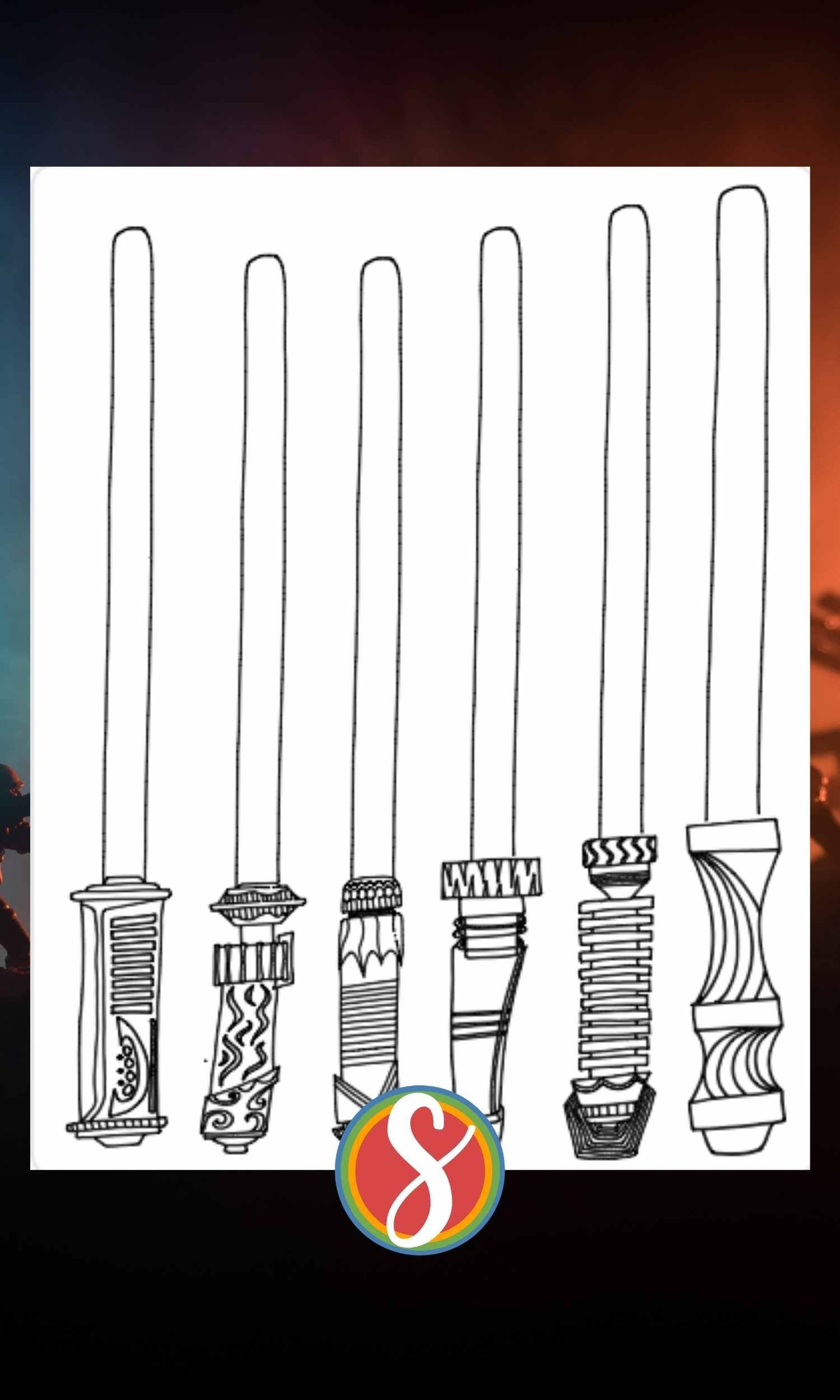 Free Lightsaber Coloring Page Stevie Doodles