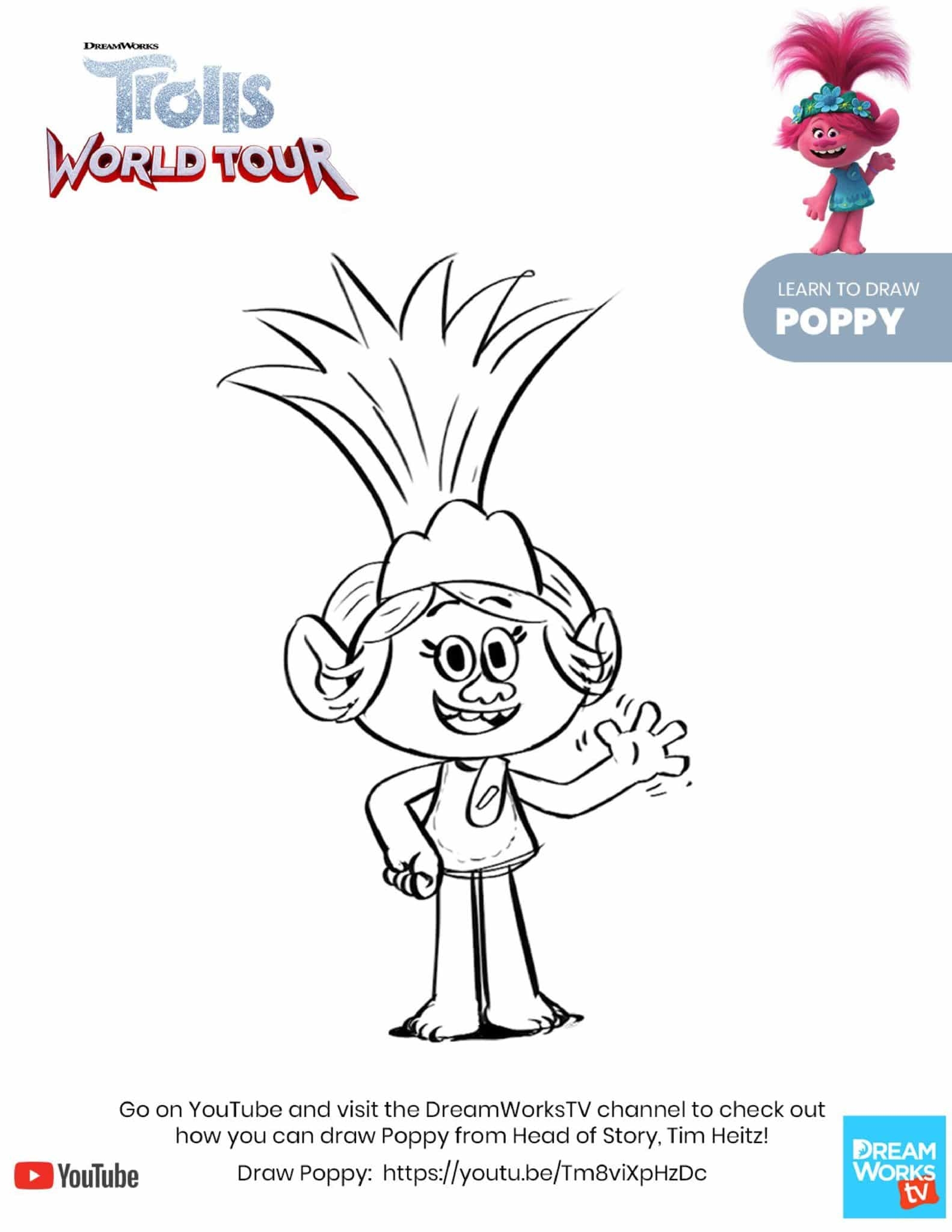 Dreamworks Trolls Coloring Page Printable