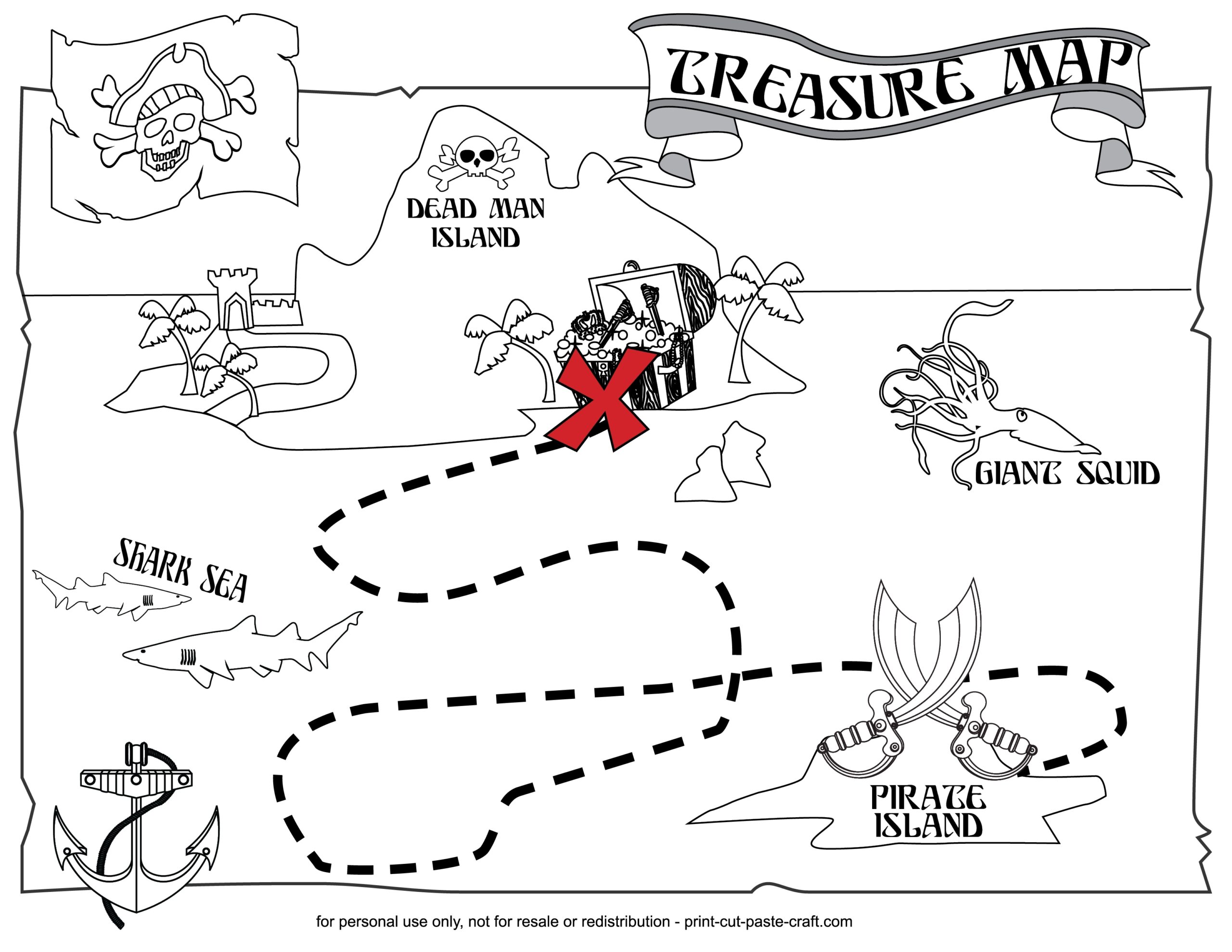 Free Printable Treasure Map Coloring Page
