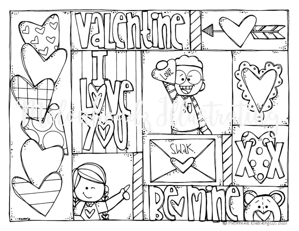 FREEBIE Valentine s Day Coloring Page Printable Melonheadz