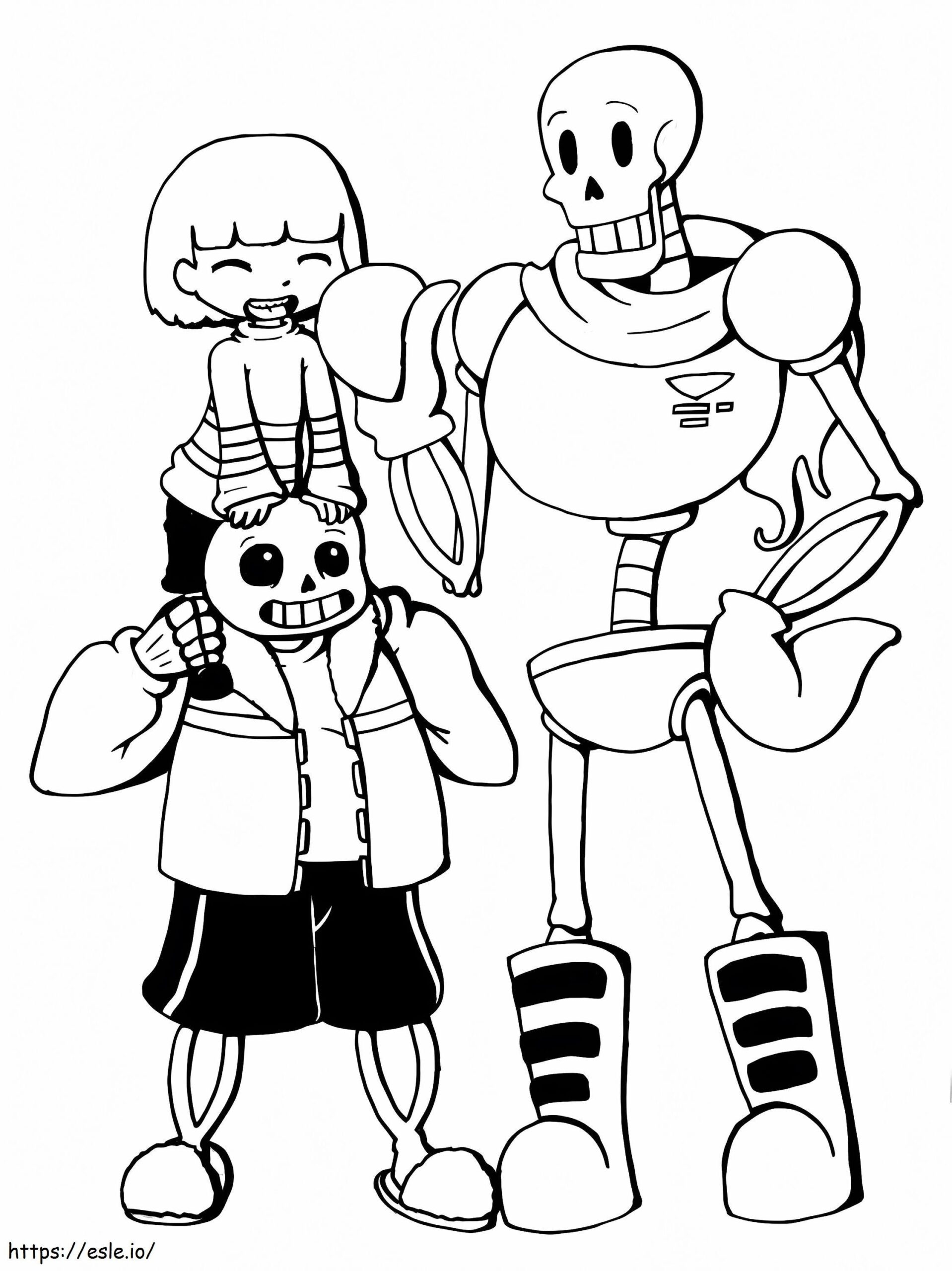 Frisk Papyrus And Sans Coloring Page