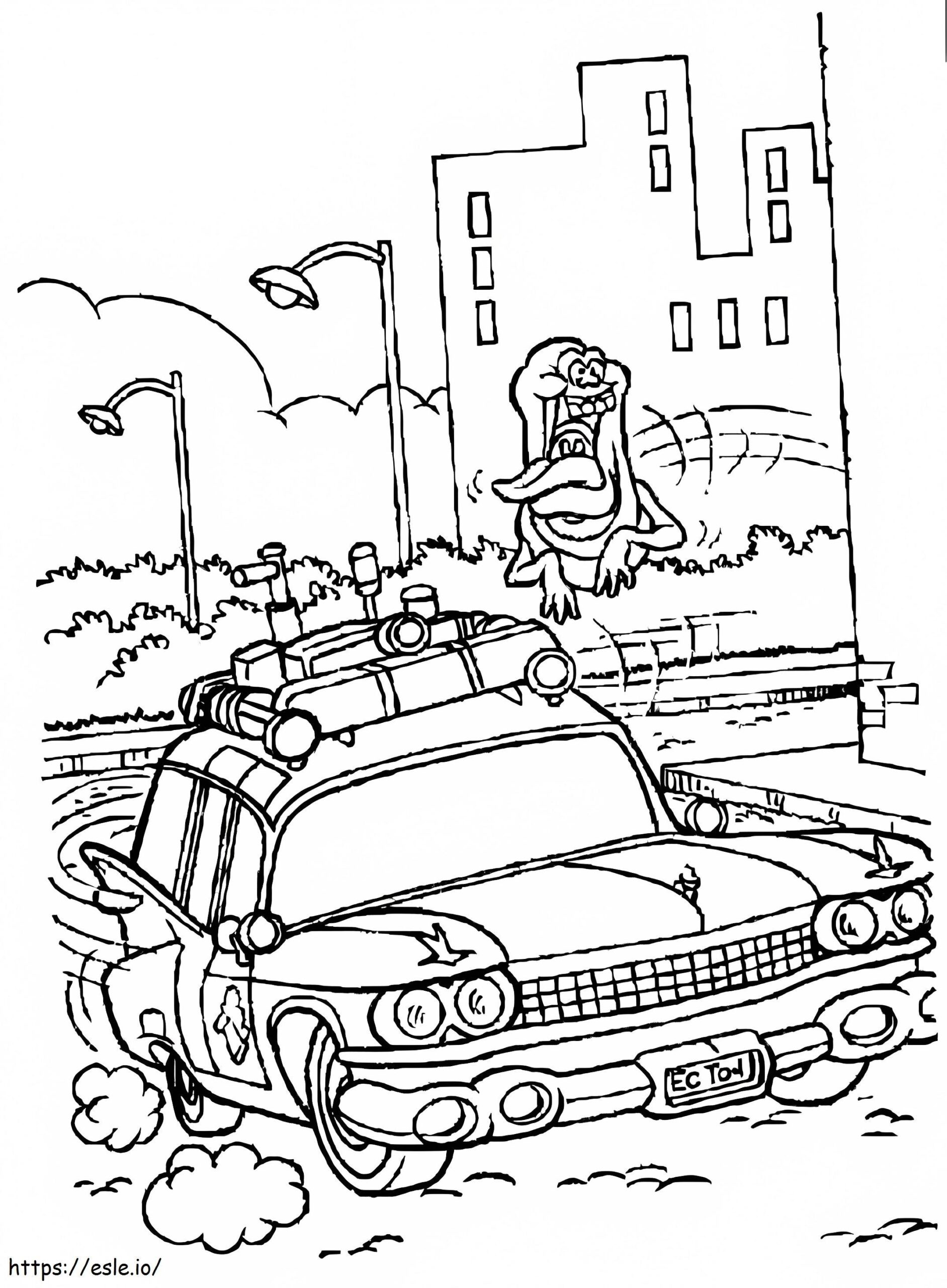 Ghostbusters With Car Coloring Page Printable