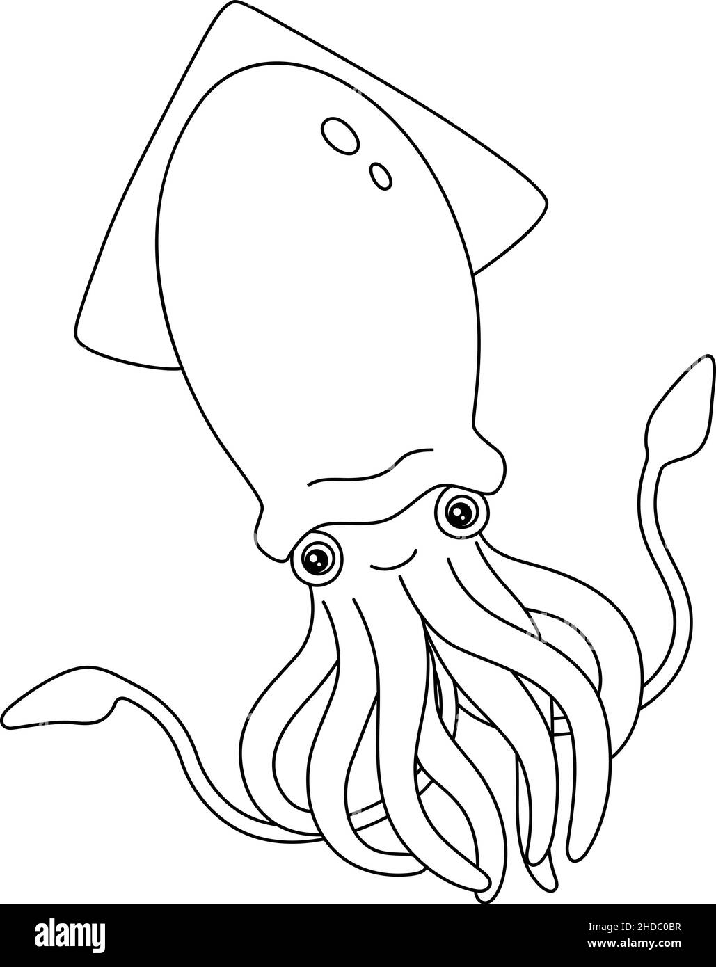 Giant Squid Coloring Page Isolated For Kids Stock Vector Image Art Alamy