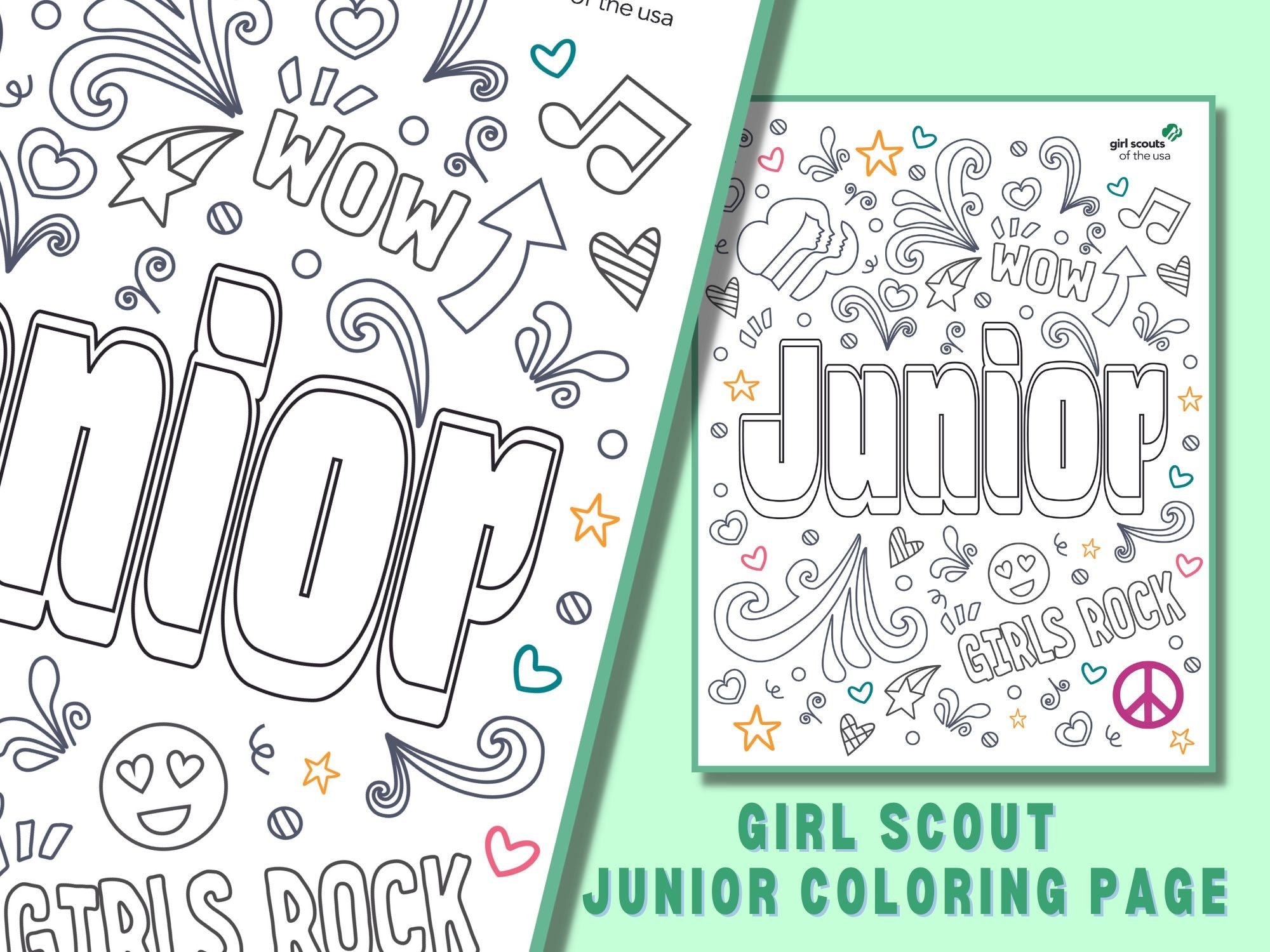 Girl Scout Junior Coloring Page Instant Download Etsy