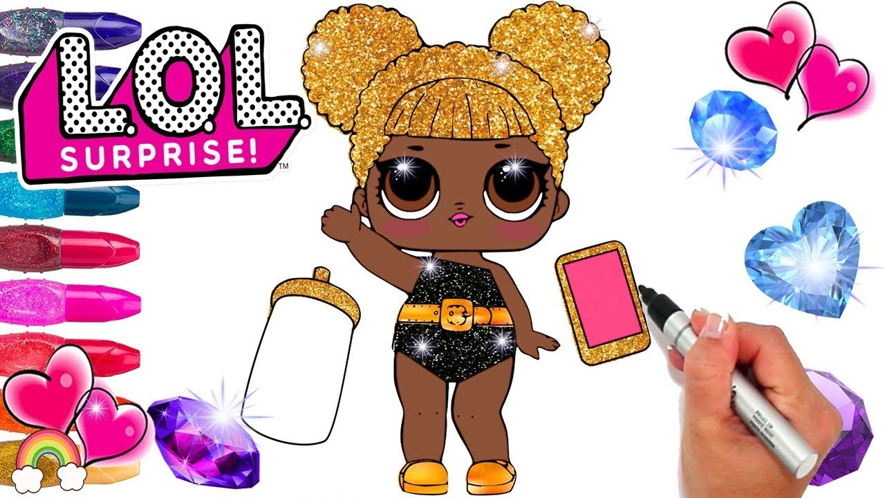 Glitter Series 3 Queen Bee LOL Doll Coloring Page Confetti Pop Surprise LOL Doll Printable Pages YouTube