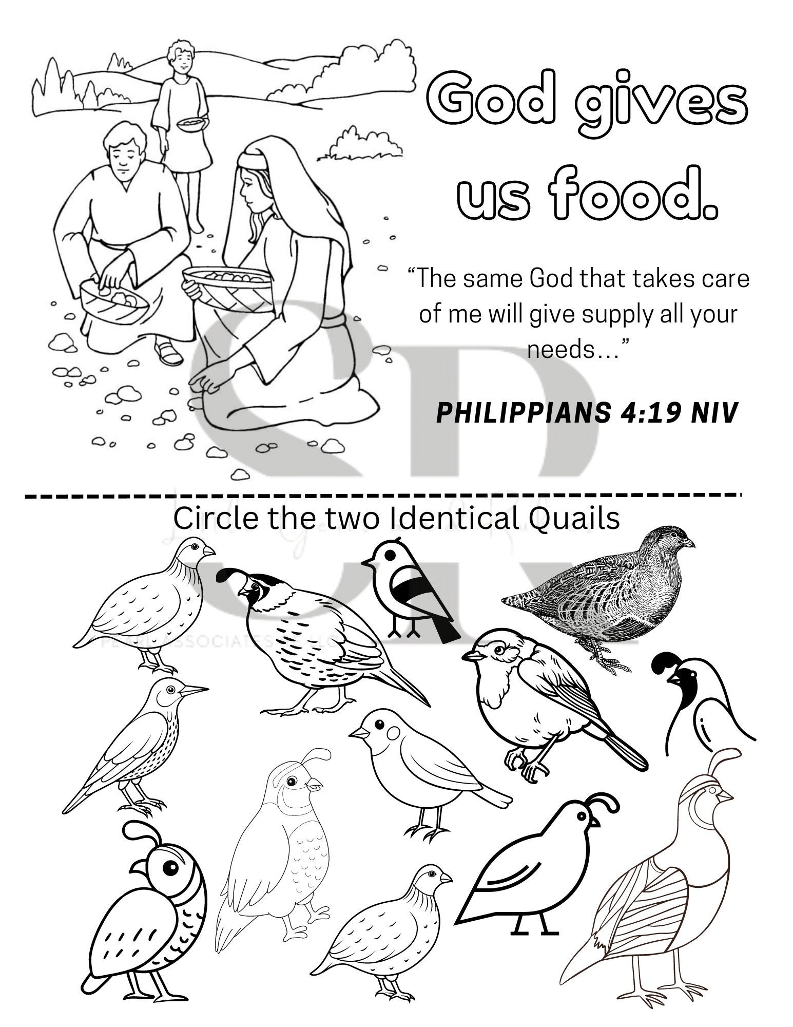 God Feeds Israelites In The Wilderness Worksheet Sunday School Activity Sheet Manna Coloring Page Manna And Quail Worksheet For Kids Etsy
