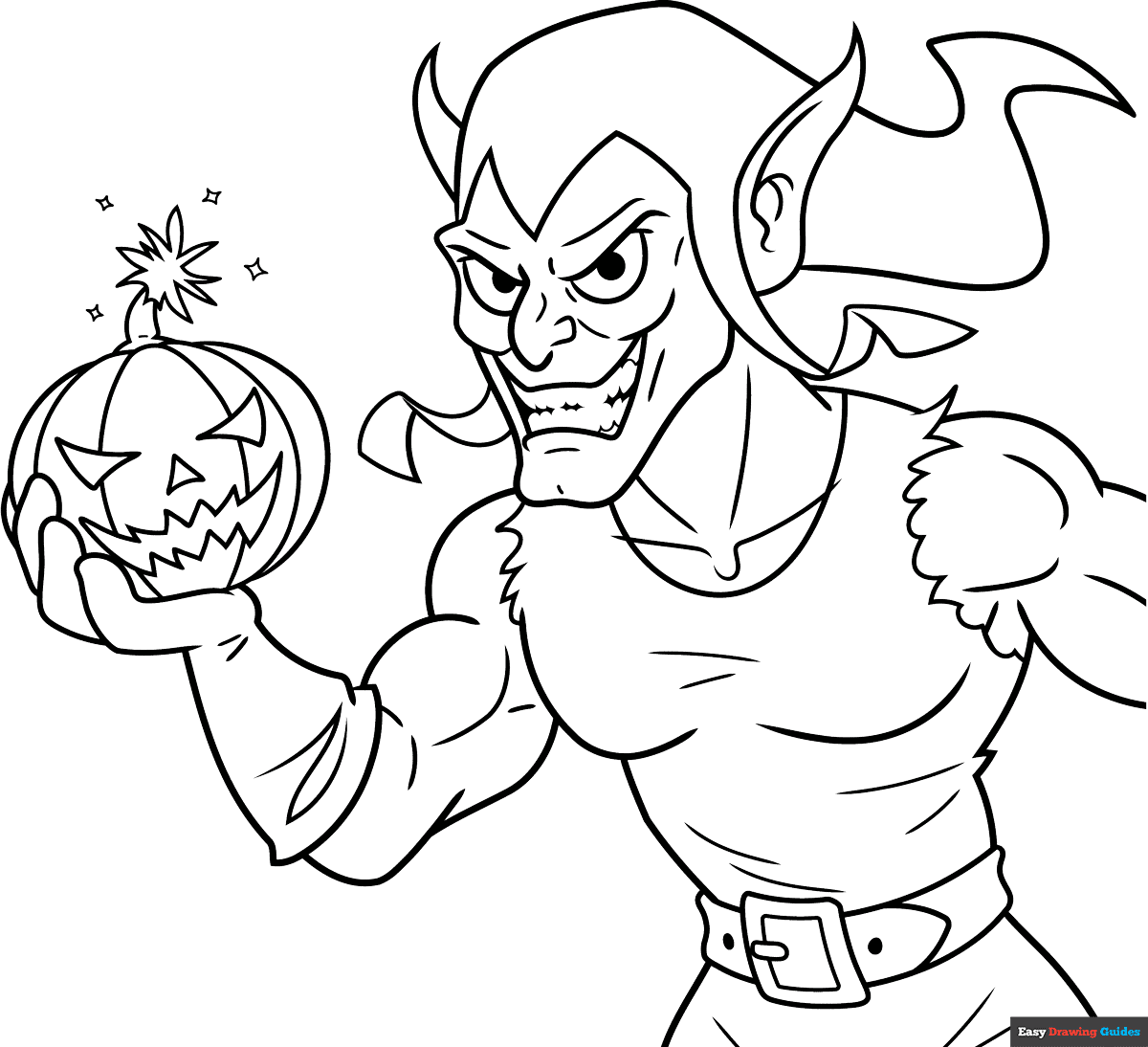 Green Goblin Coloring Page Easy Drawing Guides