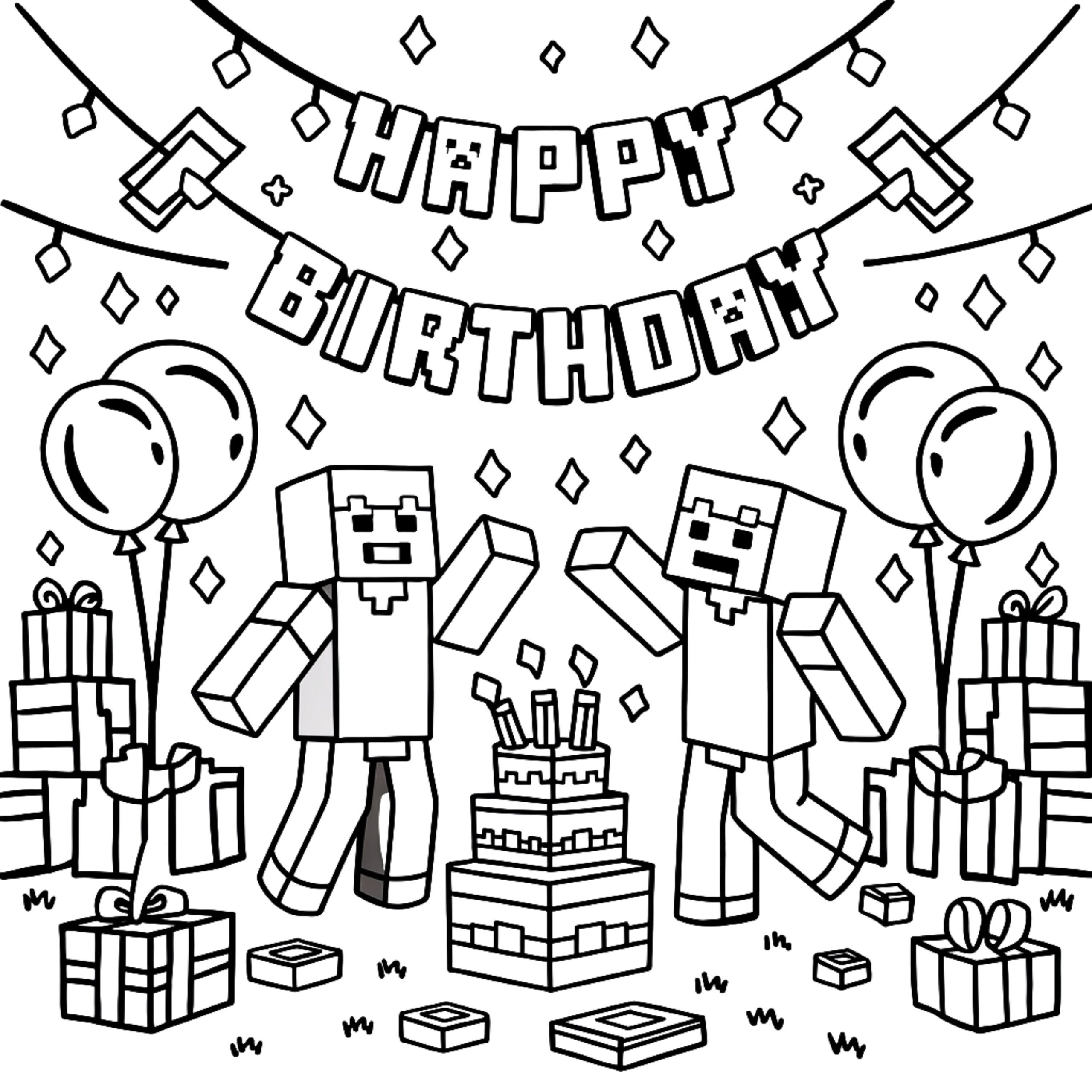 Happy Birthday Coloring Pages 5PC Etsy