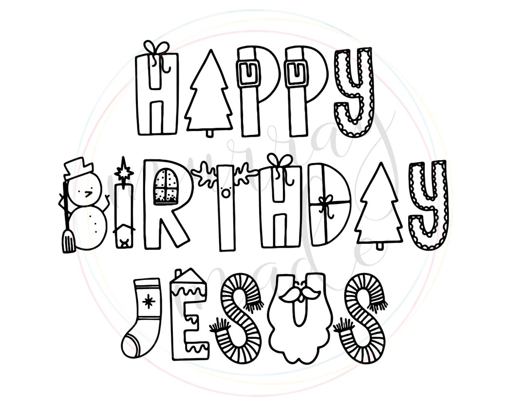 Happy Birthday Jesus Christmas Coloring Sheet Download Etsy Israel