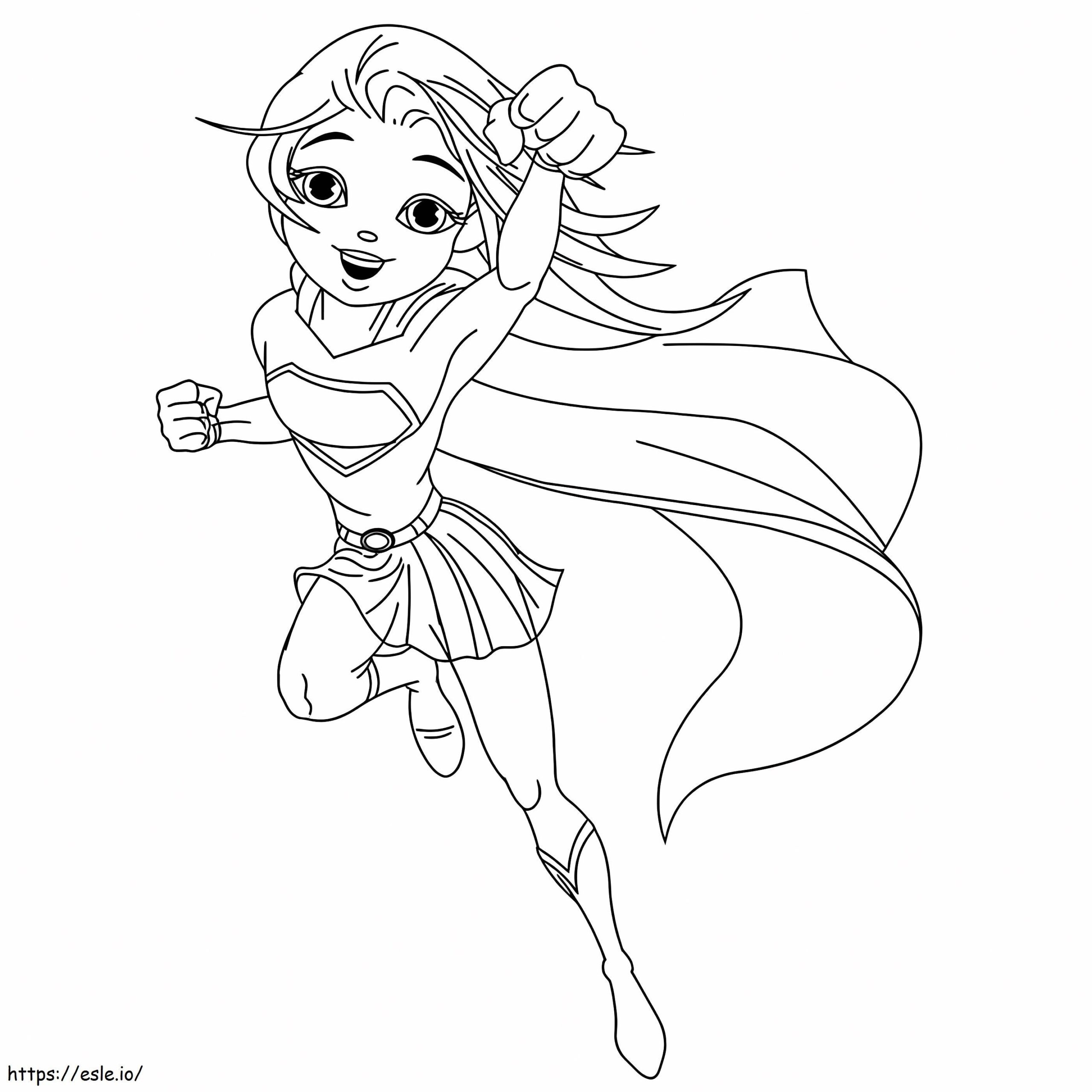 Happy Supergirl Coloring Page