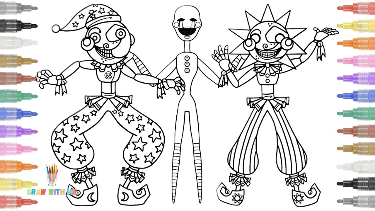 How To Color Moondrop Sundrop And Puppet Five Nights At Freddy s New Coloring Pages NCS Music YouTube