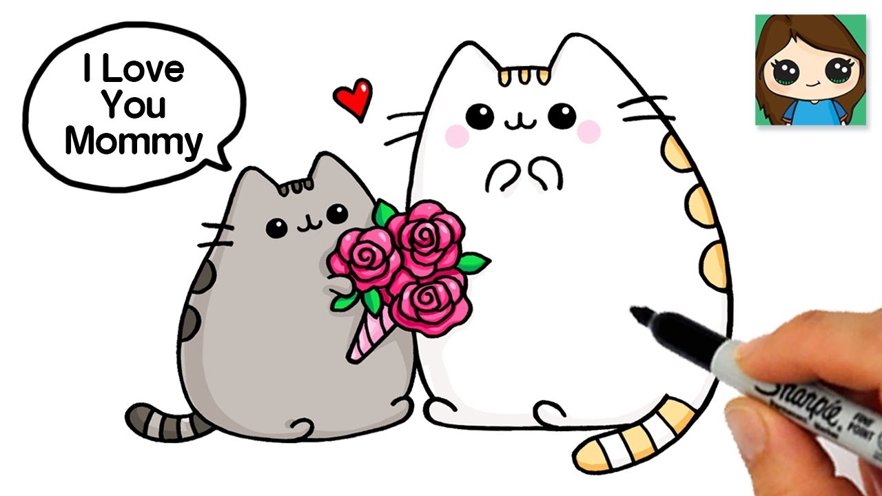 Pusheen I Love My Mum Coloring Page